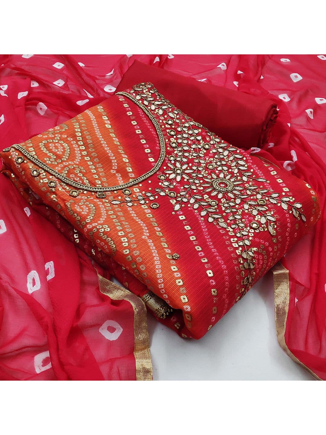 KALINI Embellished Unstitched Dress Material - view 1