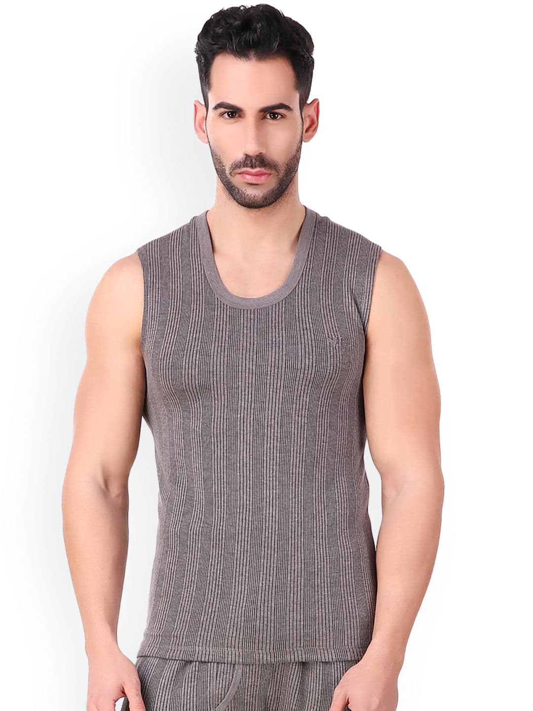 HAP Men Striped Sleeveless Thermal Top - view 1