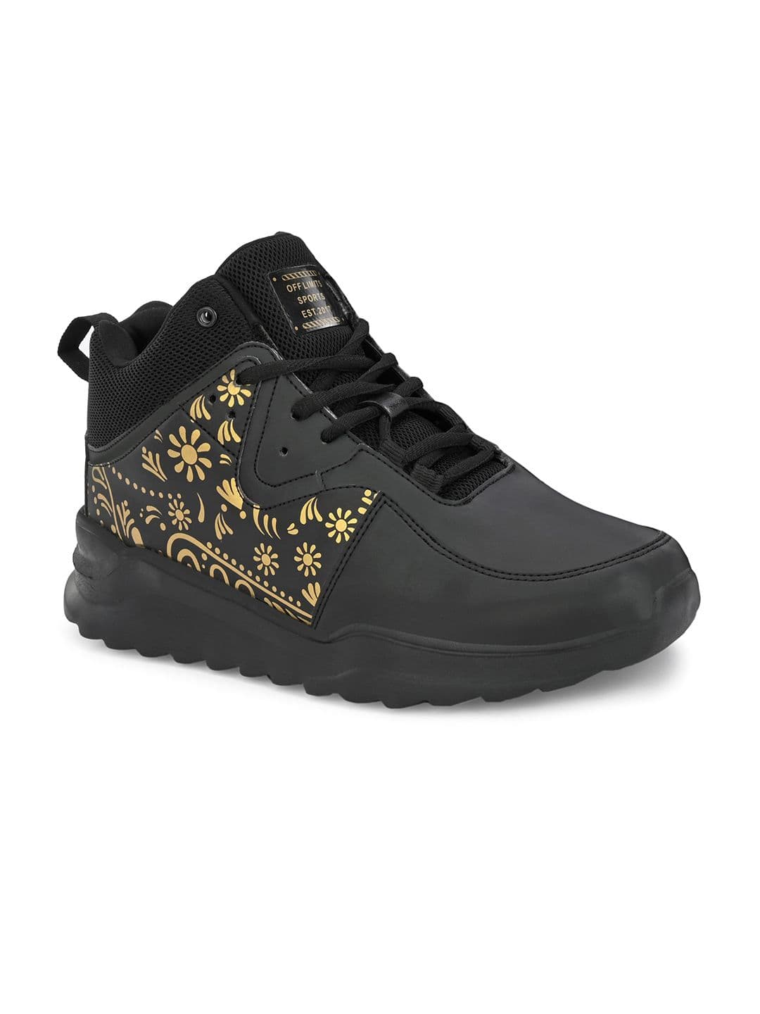 OFF LIMITS Men Black Mid-Top Printed Basketball Non-Marking Shoes - view 1