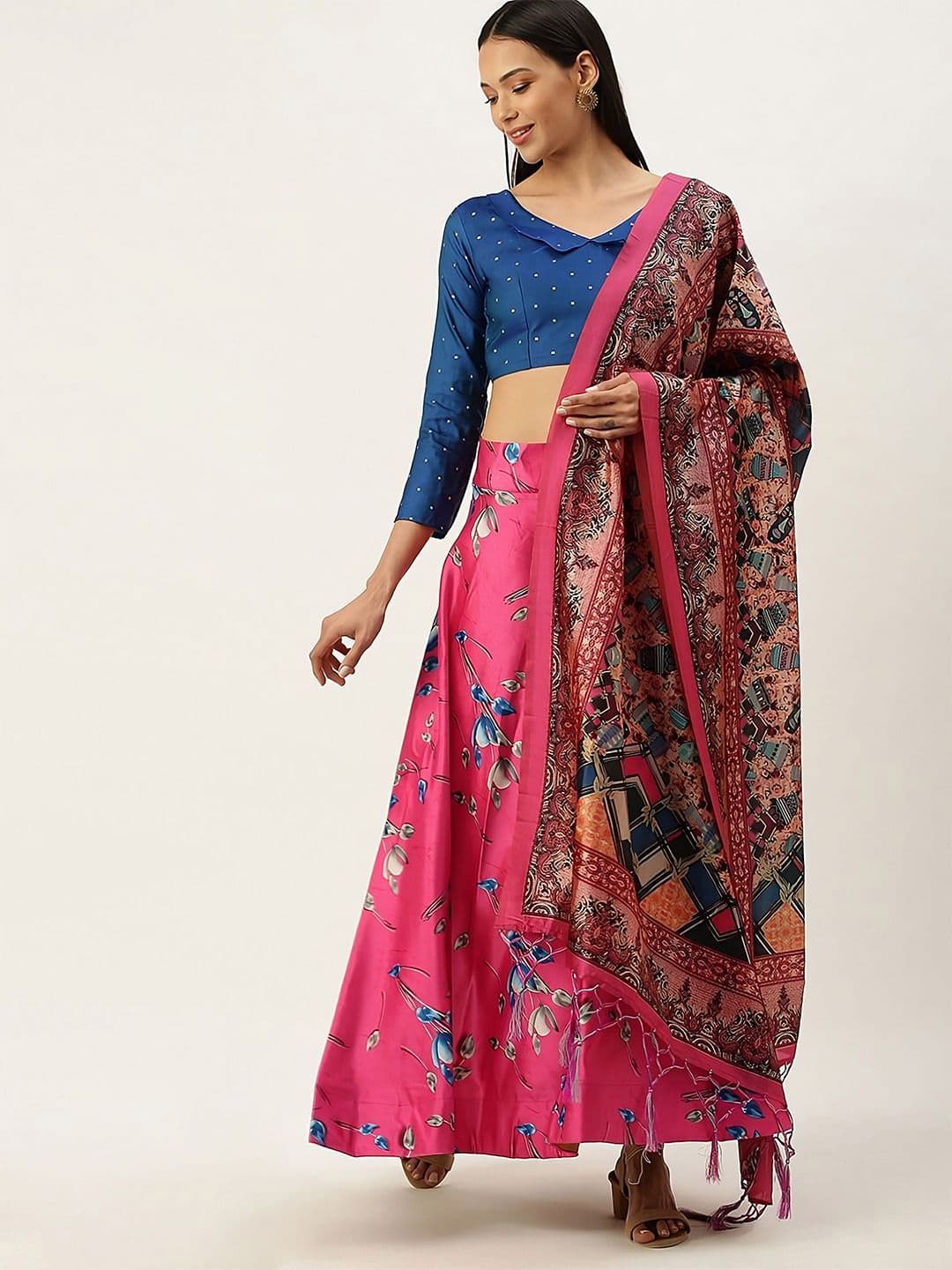 Kaizen TEXO FAB Printed Semi-Stitched Lehenga & Unstitched Blouse With Dupatta - view 1