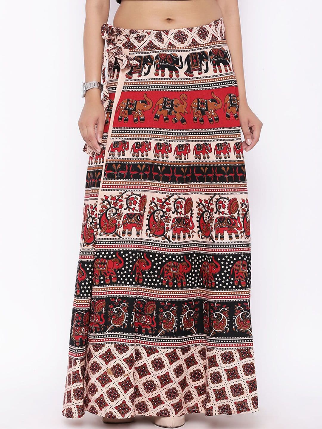 SOUNDARYA Printed Pure Cotton Wrap Maxi Skirt - view 1