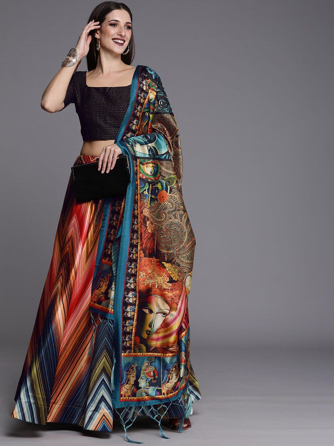 Kaizen TEXO FAB Printed Semi-Stitched Lehenga & Unstitched Blouse With Dupatta - view 1