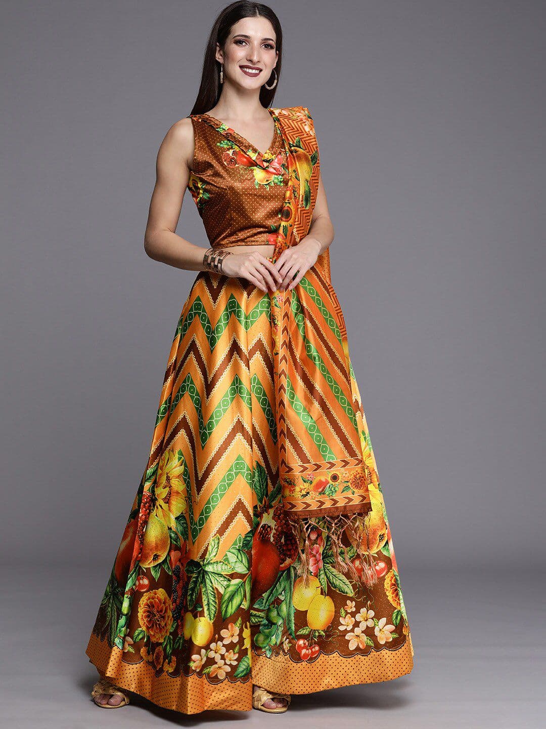 Kaizen TEXO FAB Printed Semi-Stitched Lehenga & Unstitched Blouse With Dupatta - view 1
