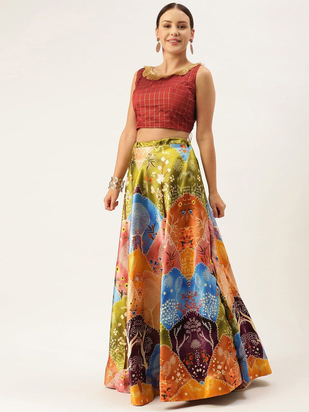 Kaizen TEXO FAB Printed Semi-Stitched Lehenga & Unstitched Blouse With Dupatta - view 1