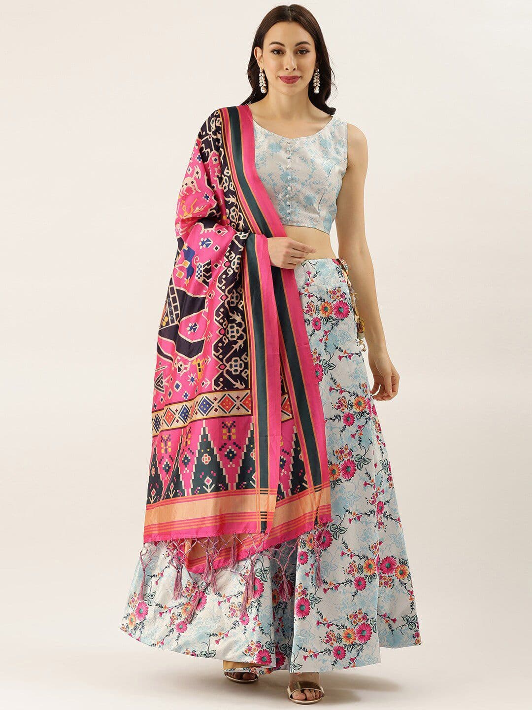 Kaizen TEXO FAB Printed Semi-Stitched Lehenga & Unstitched Blouse With Dupatta - view 1