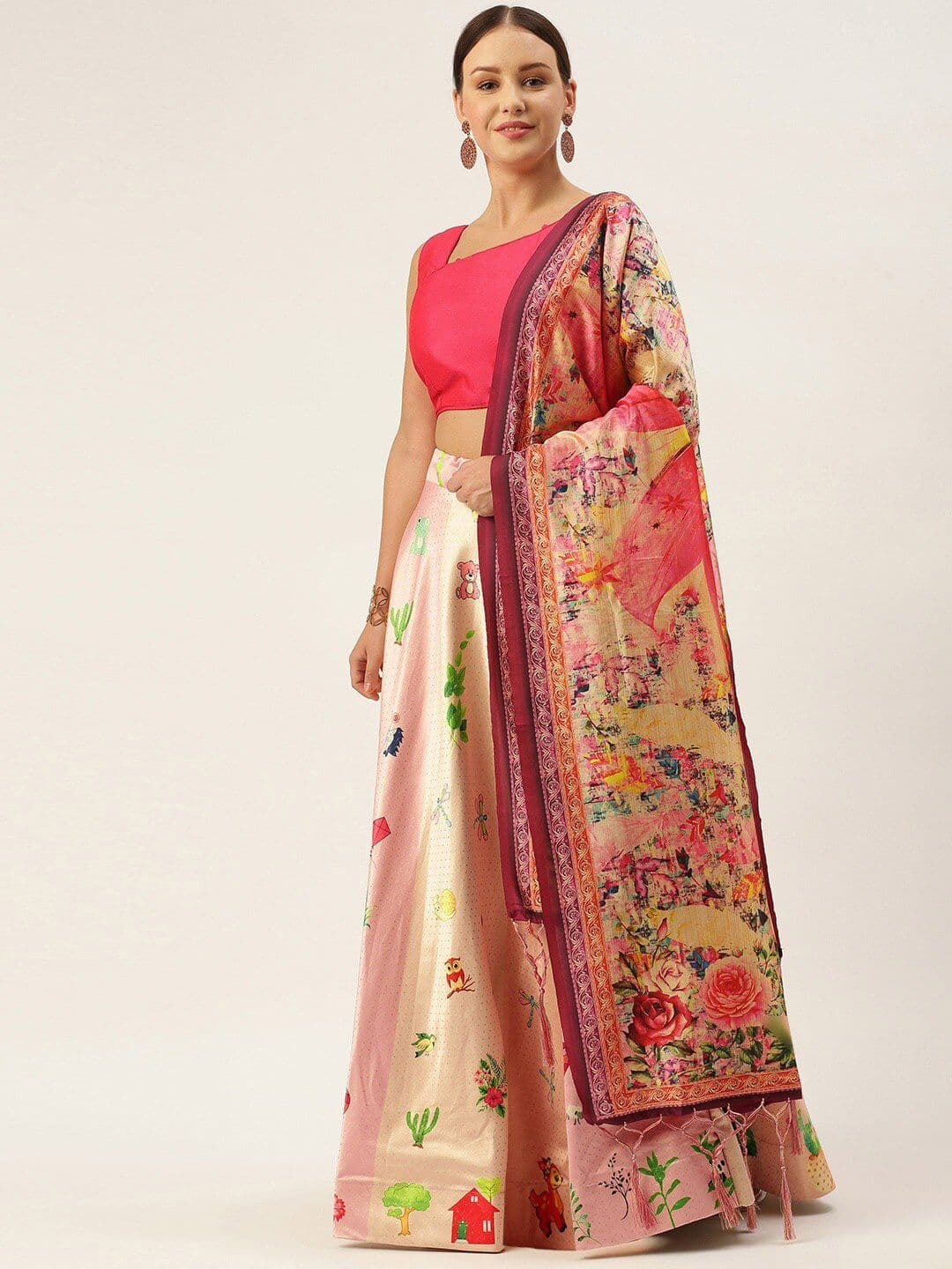 Kaizen TEXO FAB Printed Semi-Stitched Lehenga & Unstitched Blouse With Dupatta - view 1