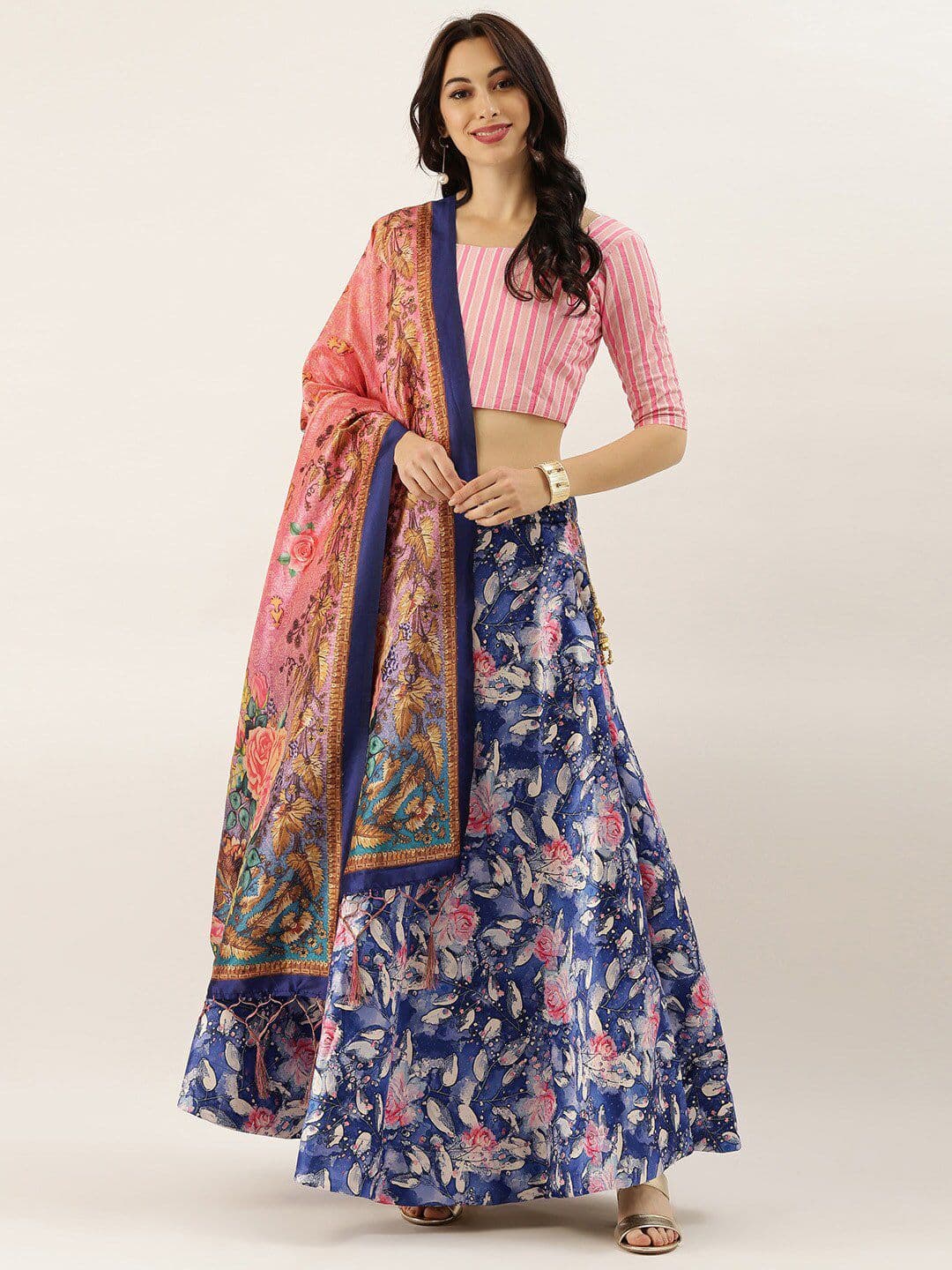 Kaizen TEXO FAB Printed Semi-Stitched Lehenga & Unstitched Blouse With Dupatta - view 1
