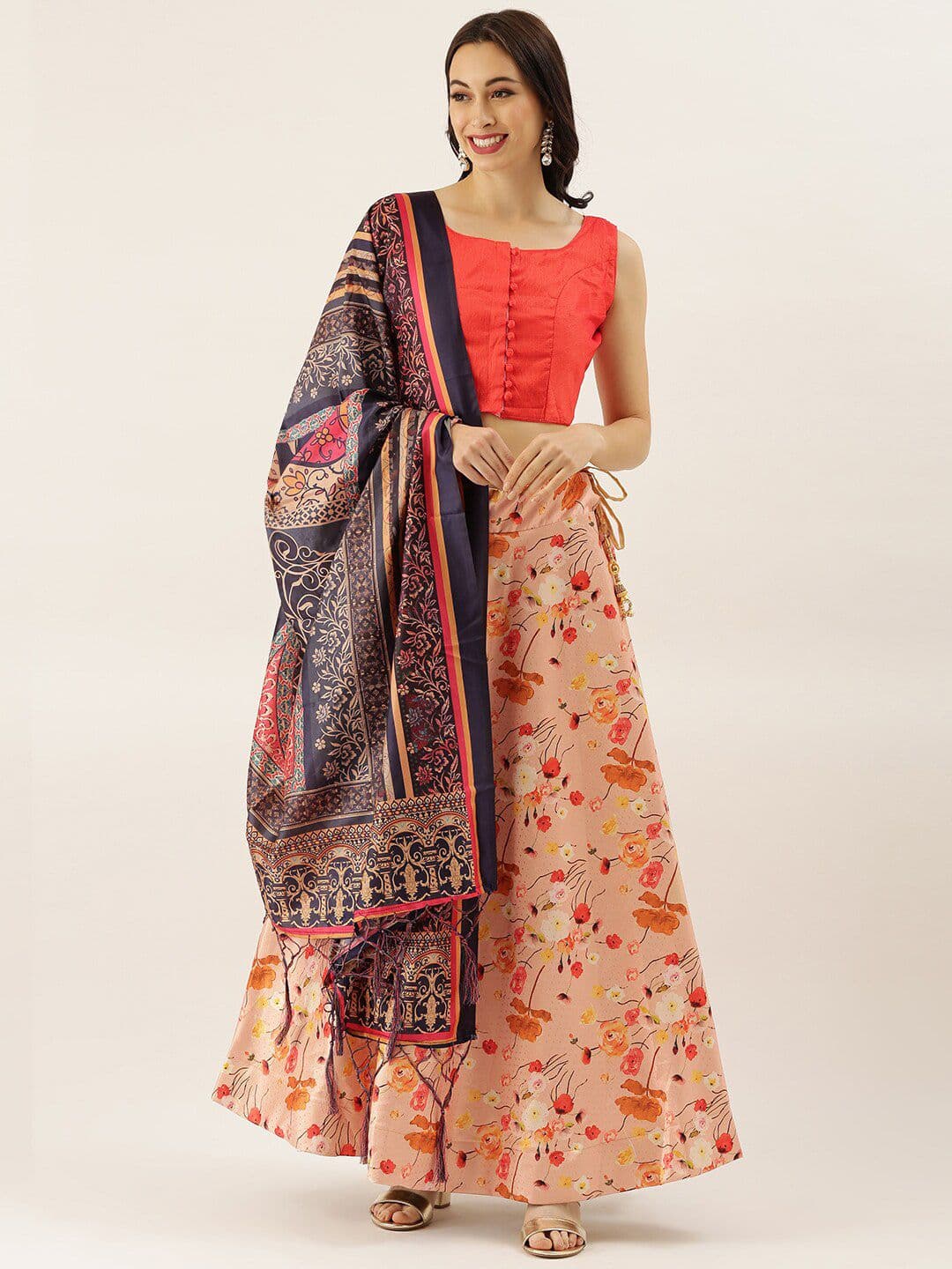 Kaizen TEXO FAB Printed Semi-Stitched Lehenga & Unstitched Blouse With Dupatta - view 1