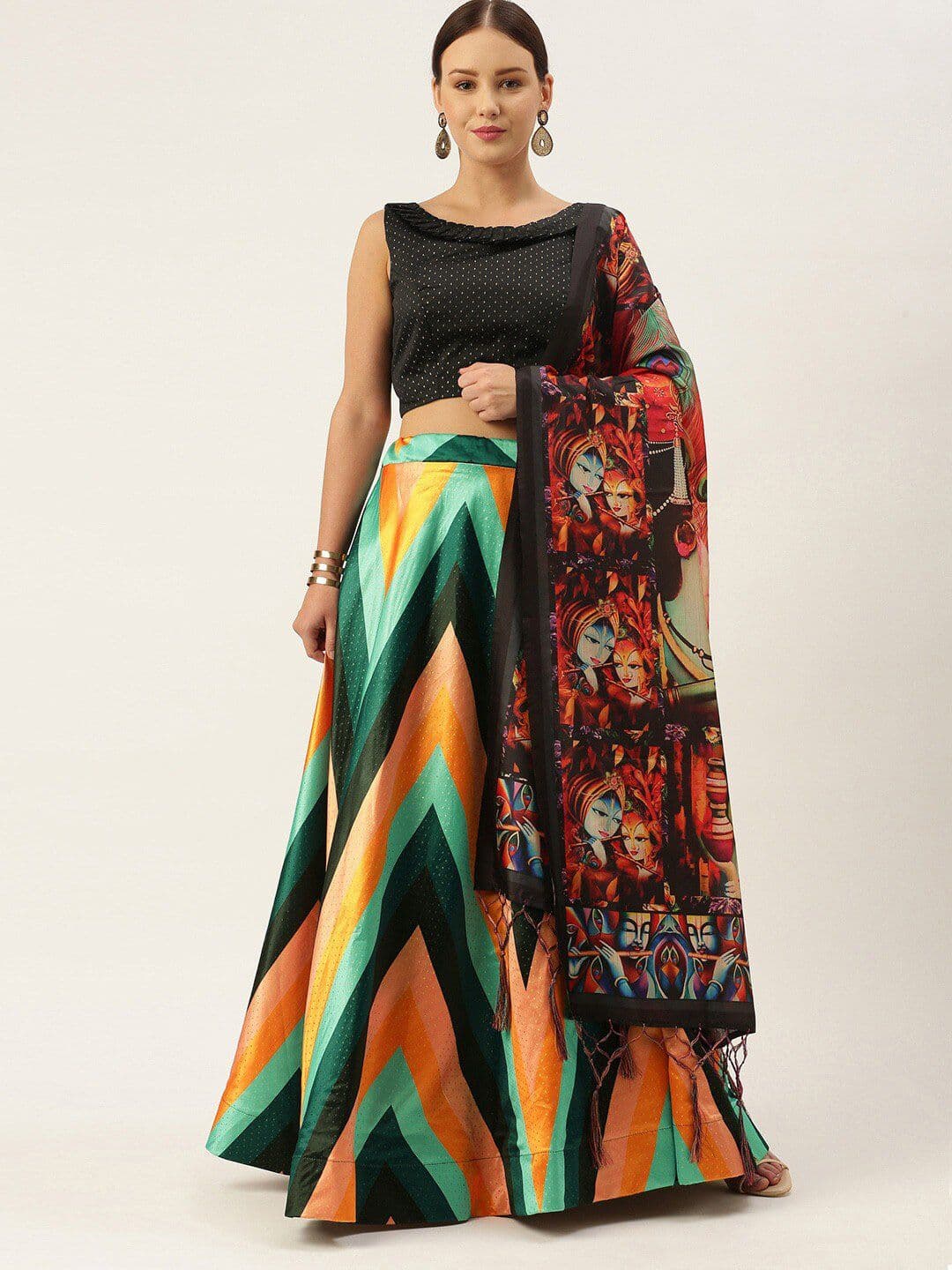 Kaizen TEXO FAB Printed Semi-Stitched Lehenga & Unstitched Blouse With Dupatta - view 1