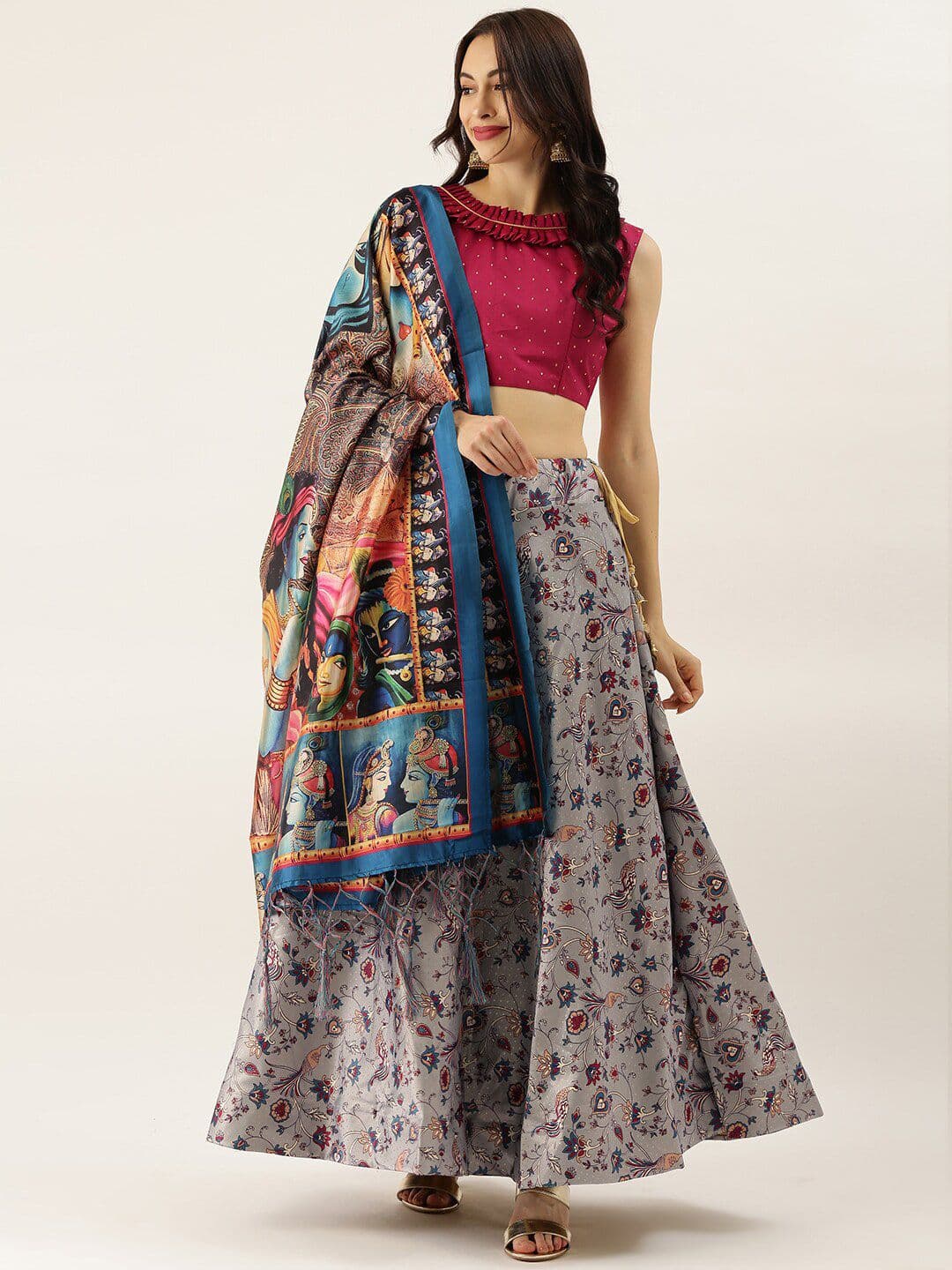 Kaizen TEXO FAB Printed Semi-Stitched Lehenga & Unstitched Blouse With Dupatta - view 1