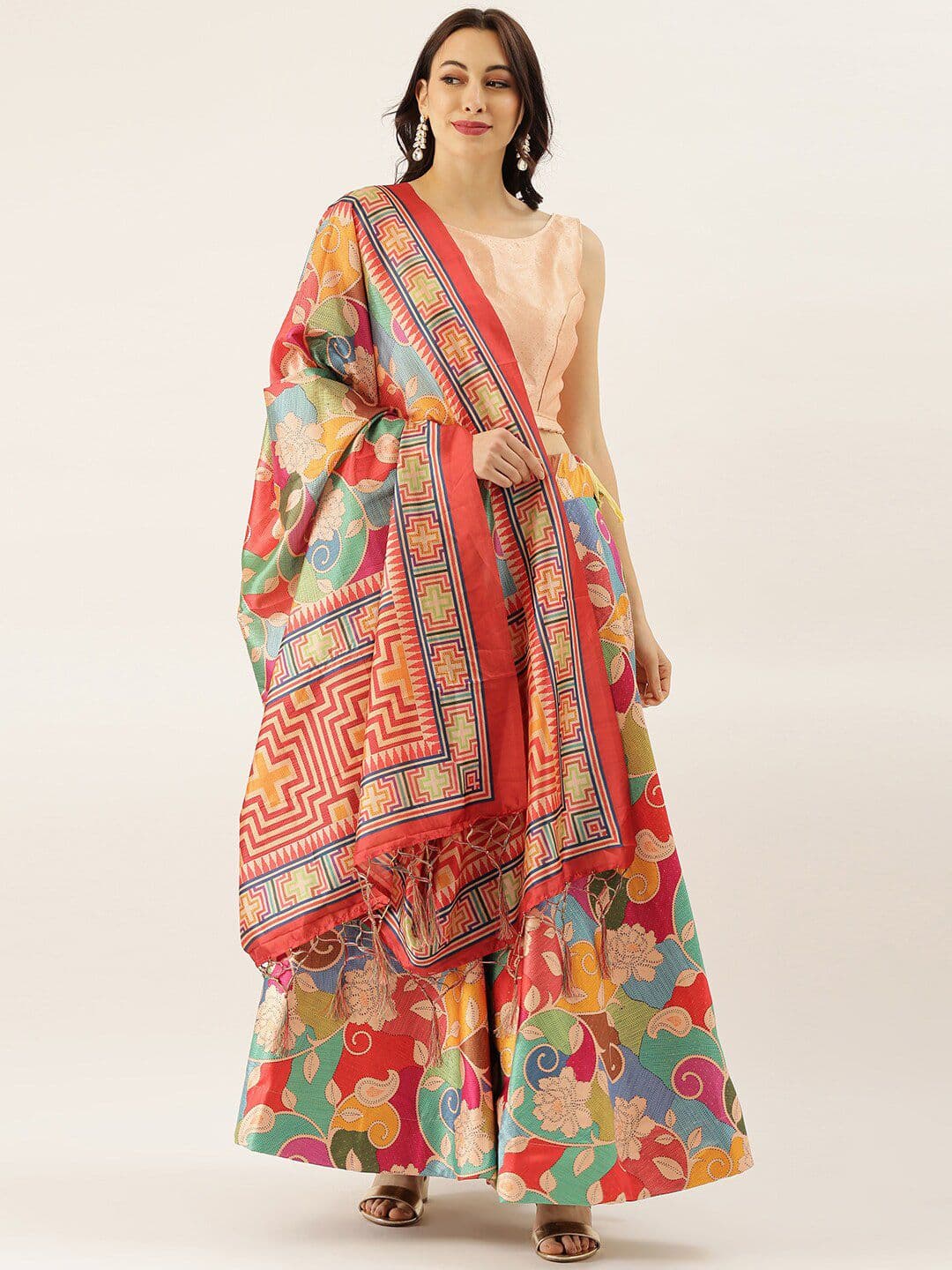 Kaizen TEXO FAB Printed Semi-Stitched Lehenga & Unstitched Blouse With Dupatta - view 1
