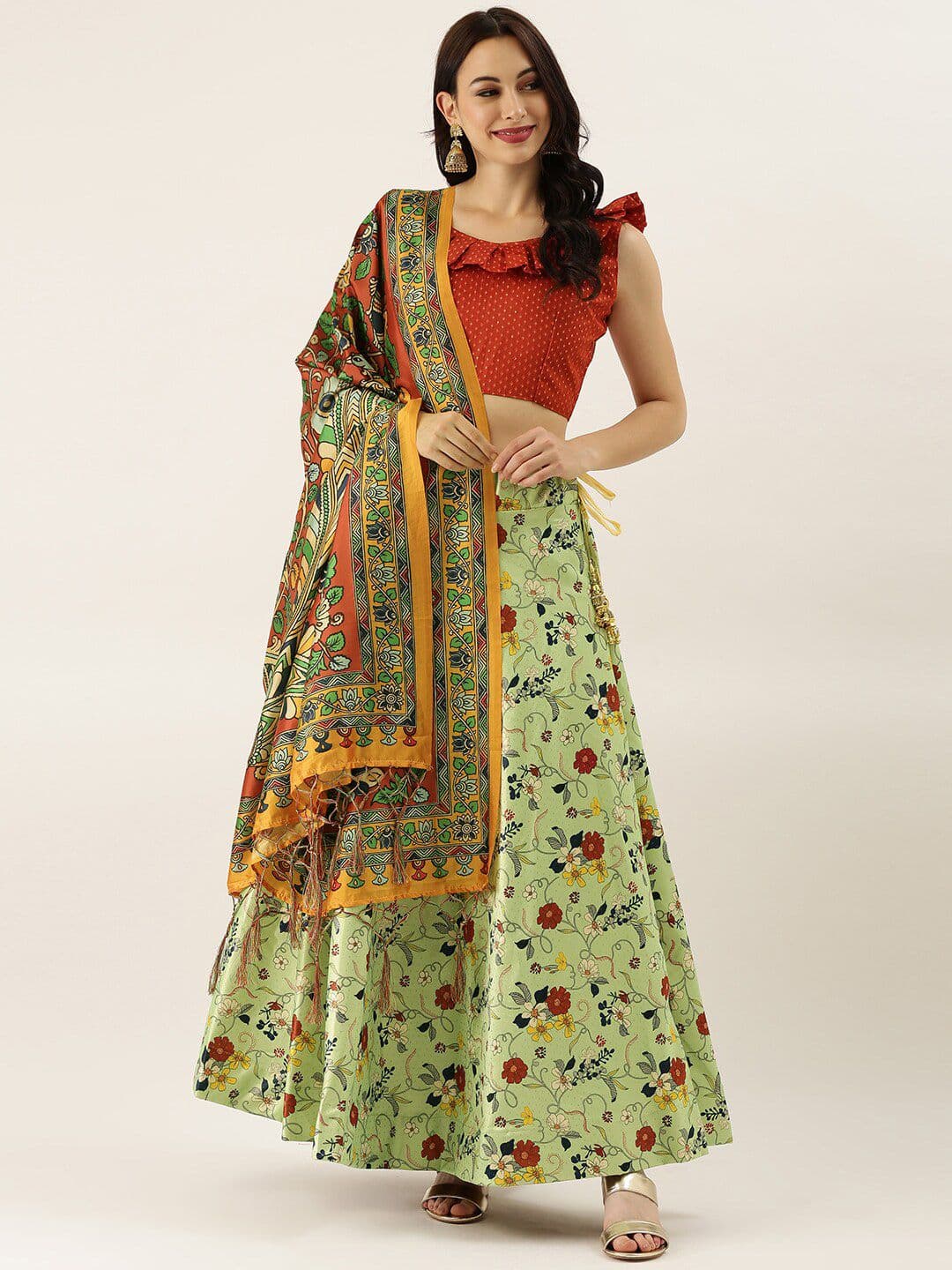 Kaizen TEXO FAB Printed Semi-Stitched Lehenga & Unstitched Blouse With Dupatta - view 1