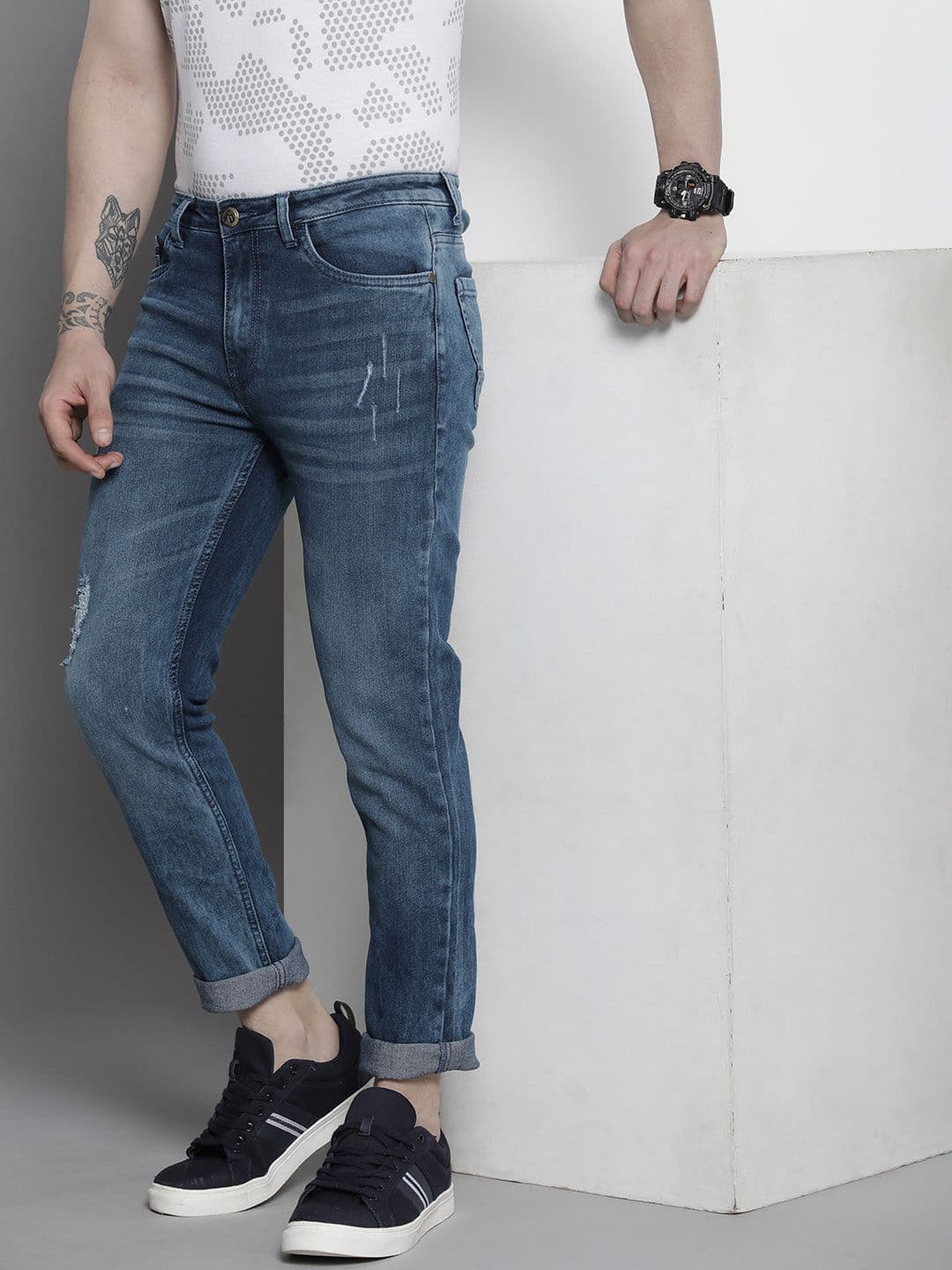 The Indian Garage Co Men Blue Slim Fit Stretchable Jeans - view 1