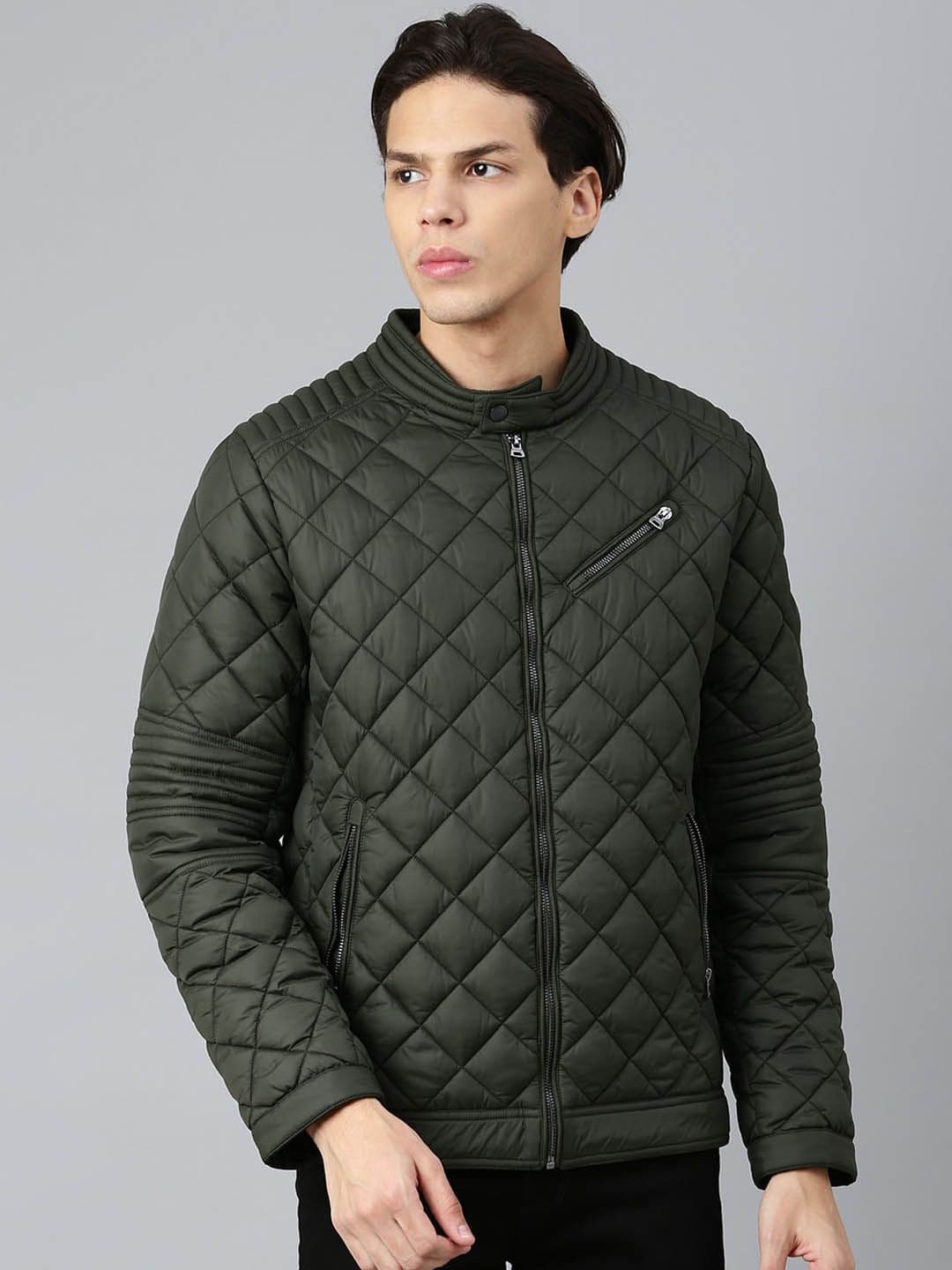 Woodland Men Geometric Quilted Jacket - view 1
