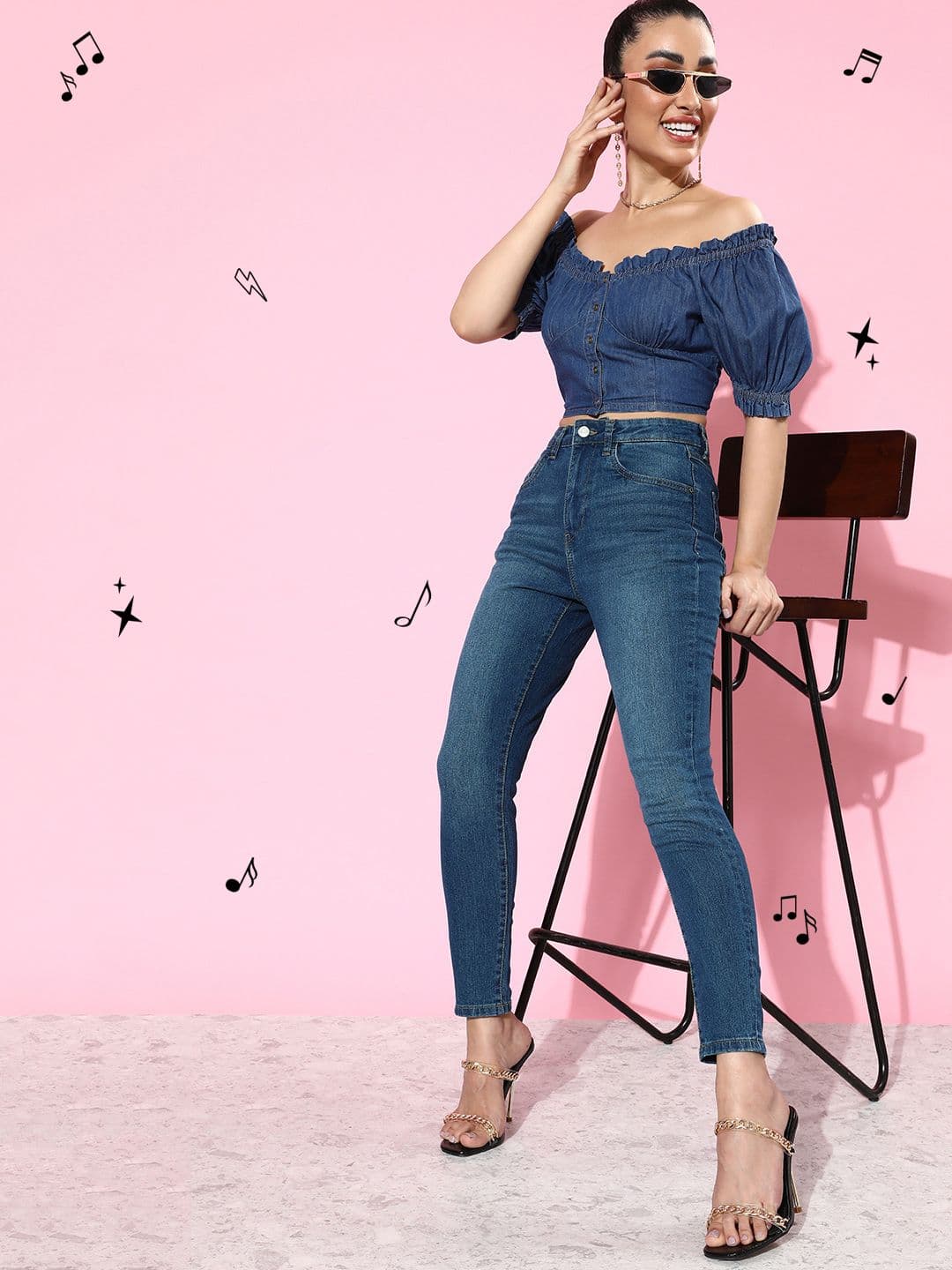 Mast & Harbour Women Indigo Blue Skinny Fit High-Rise Light Fade Upgraded Denims Jeans - view 1