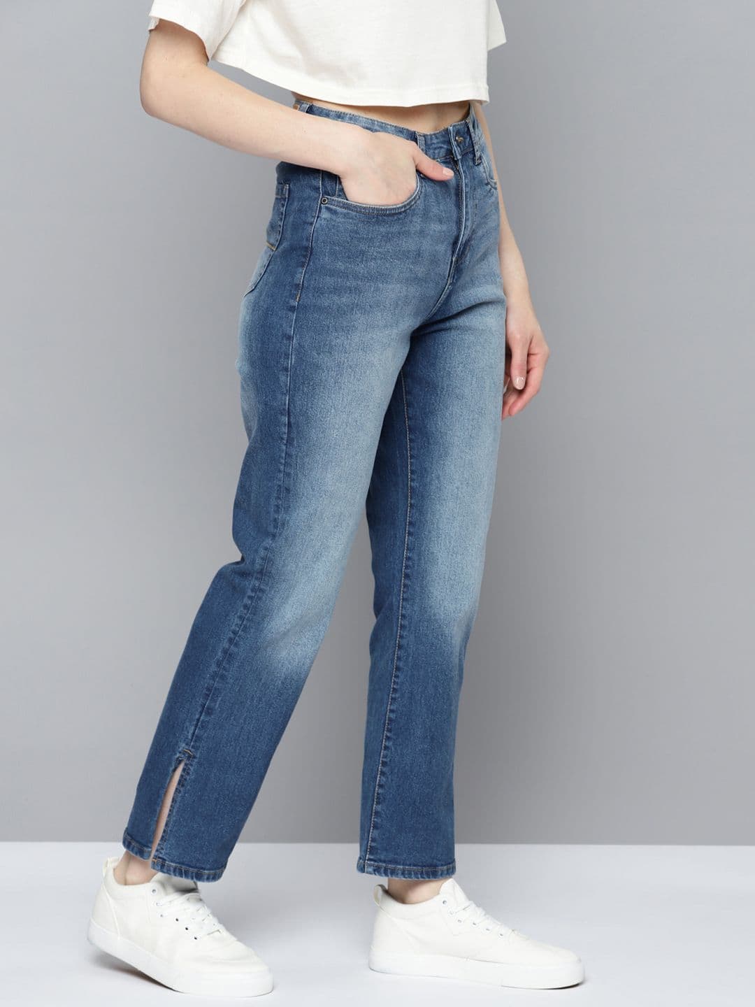 Mast & Harbour Women Straight Fit Heavy Fade Stretchable Jeans - view 1