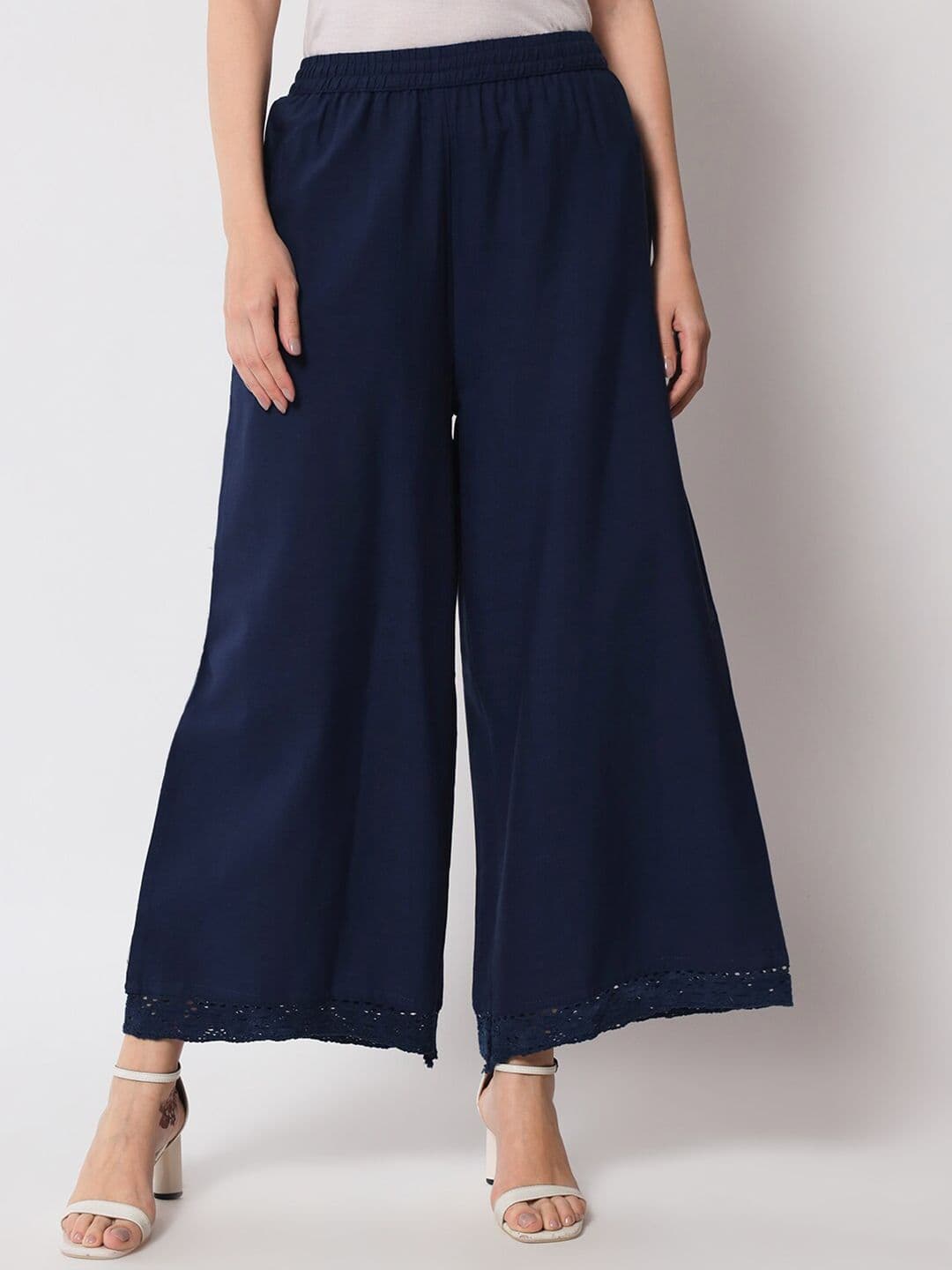 Pistaa Women Flared Cotton Ethnic Palazzos - view 1
