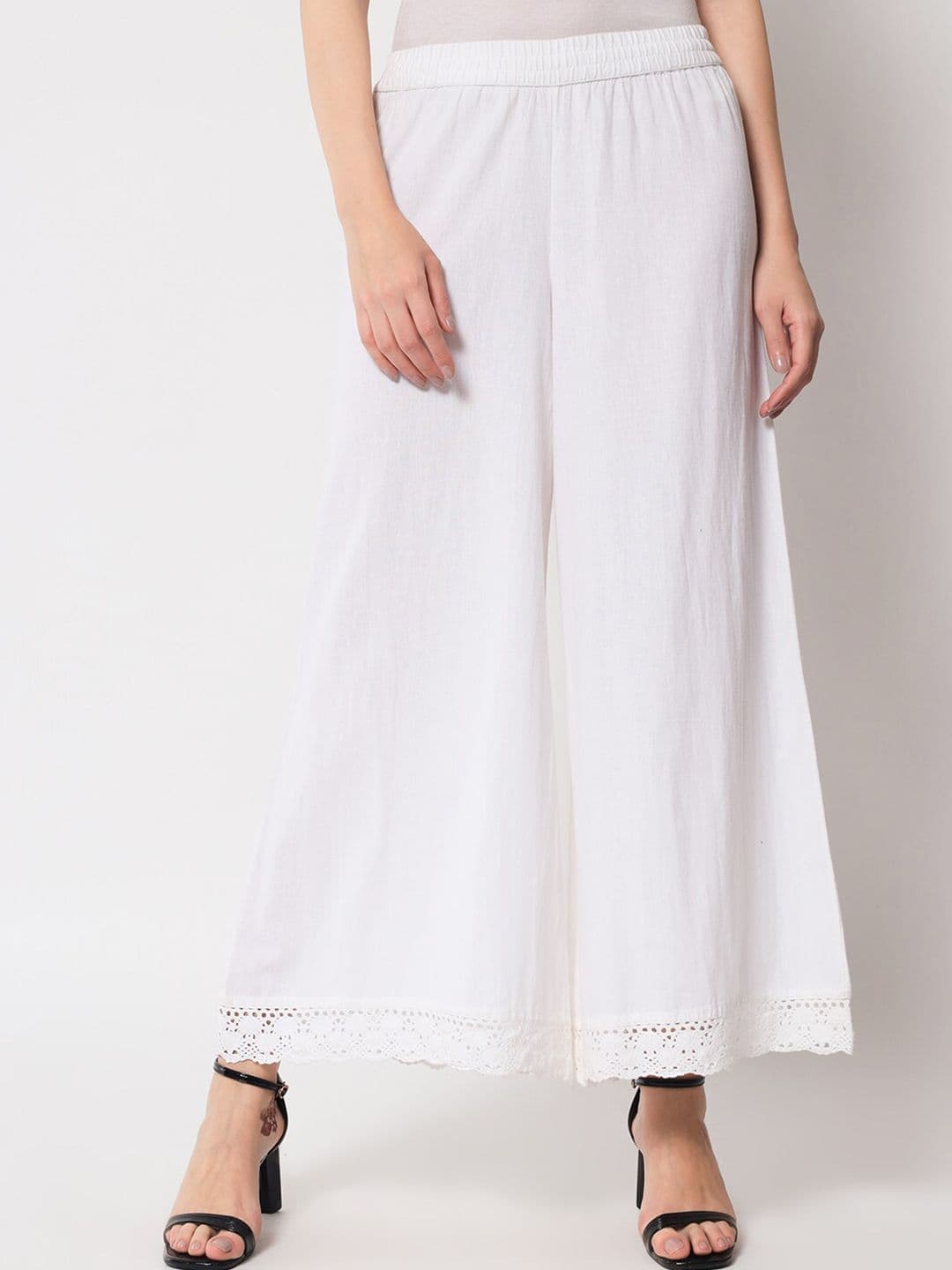 Pistaa Women Cotton Flared Ethnic Palazzos - view 1
