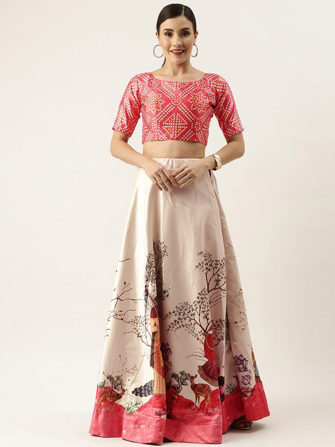 Kaizen TEXO FAB Printed Semi-Stitched Lehenga & Unstitched - view 1