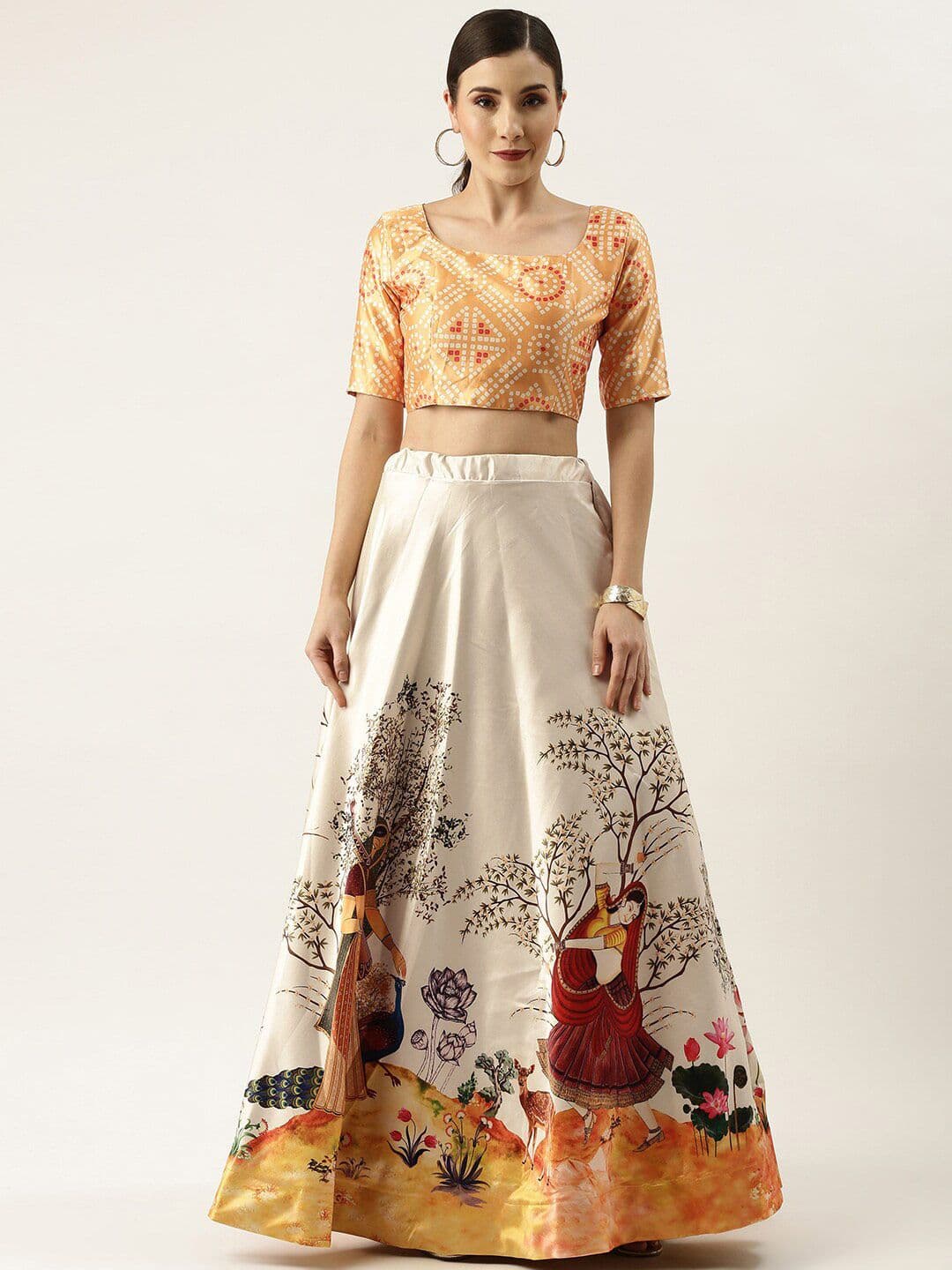 Kaizen TEXO FAB Printed Semi-Stitched Lehenga & Unstitched Blouse - view 1