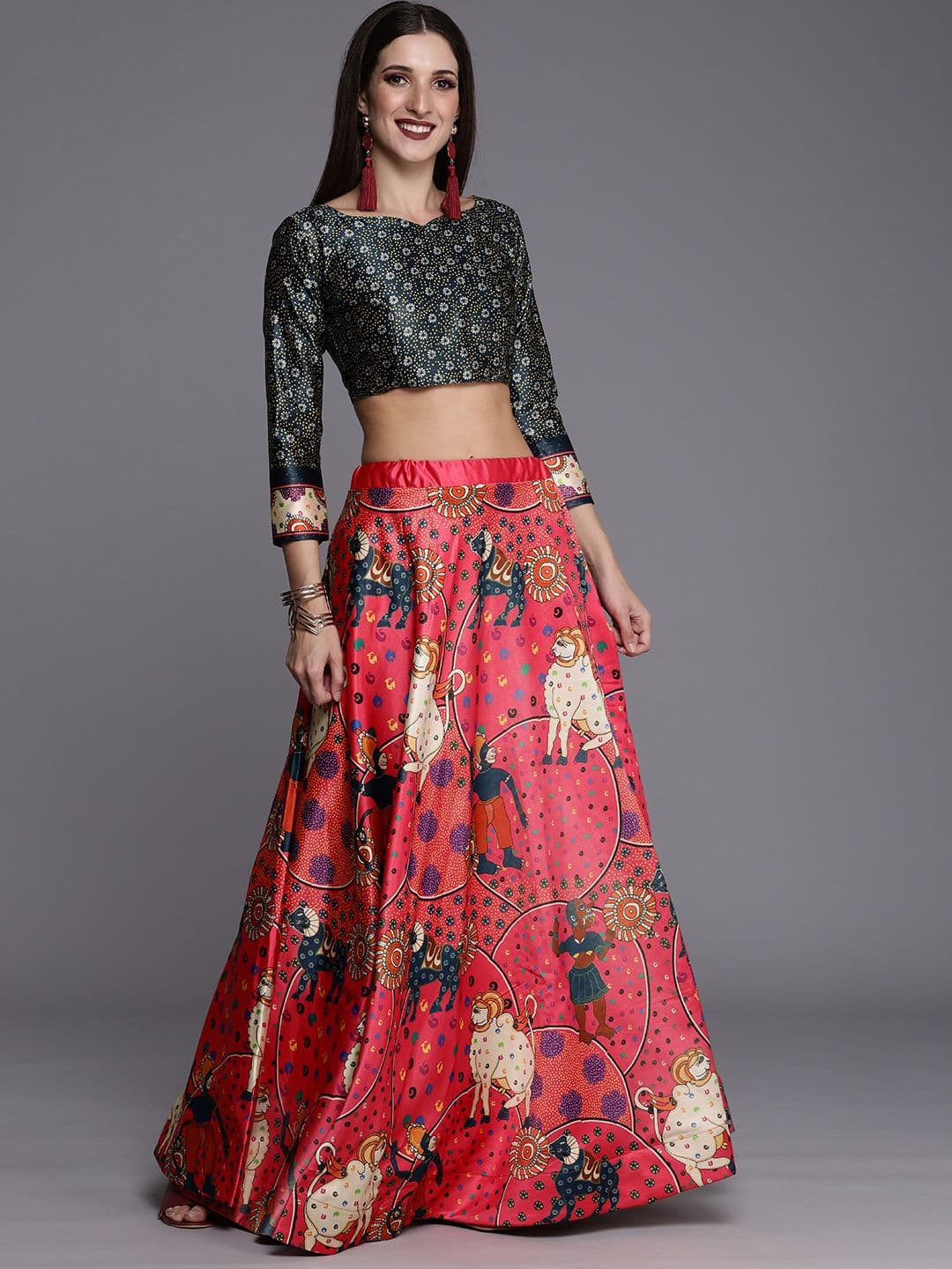 Kaizen TEXO FAB Printed Semi-Stitched Lehenga & Unstitched Choli - view 1