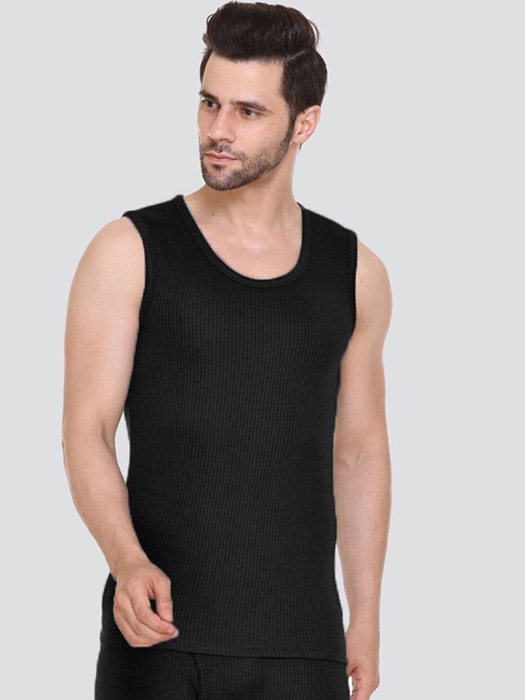 Kanvin Men Ribbed Cotton Sleeveless Thermal Tops - view 1