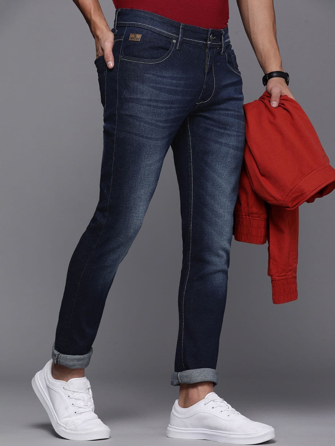 WROGN Men Slim Fit Mid Rise Light Fade Stretchable Jeans - view 1