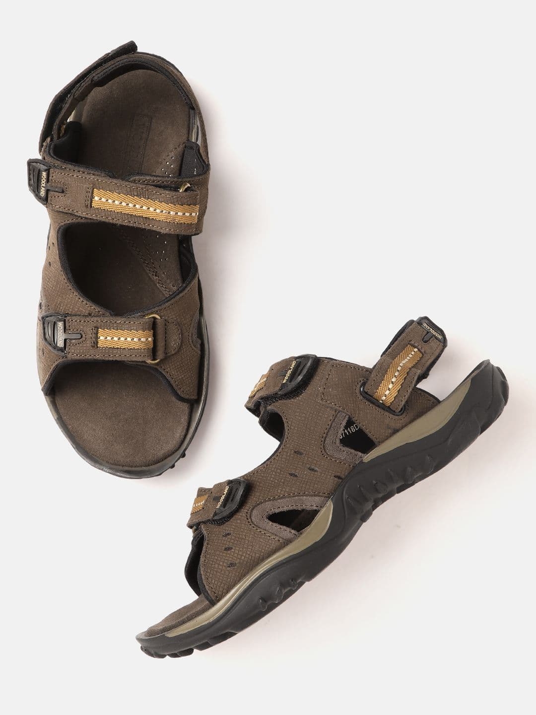 Woodland Men Round-Toe Perforated Leather Comfort Sandals - view 1