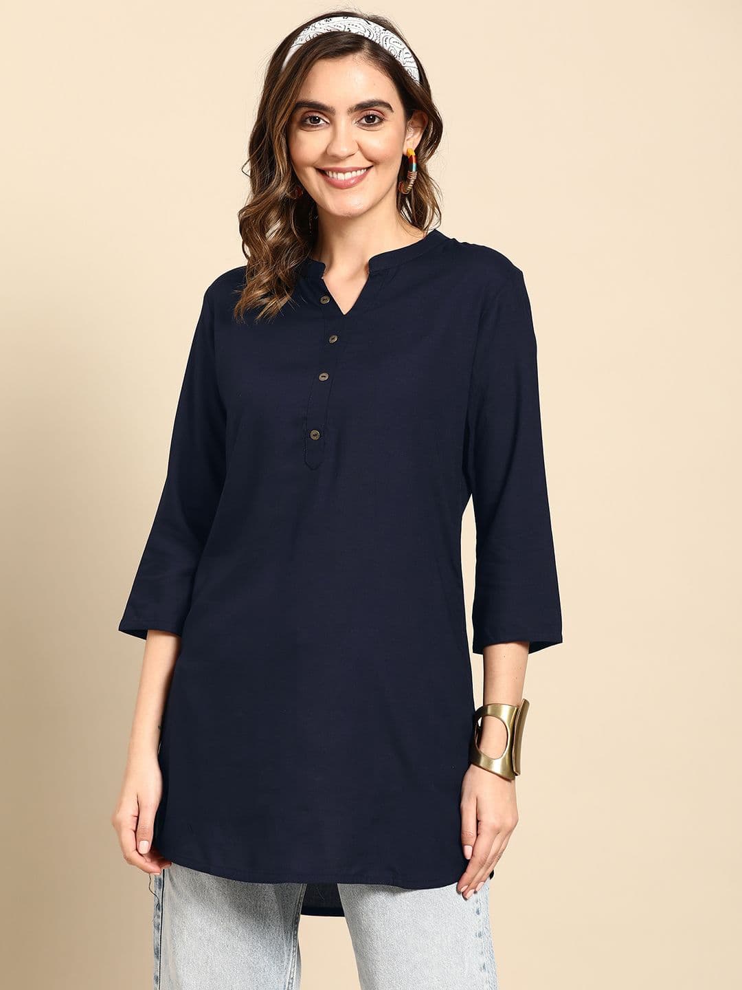Sangria X fwd Women Mandarin Collar Short Kurti - view 1