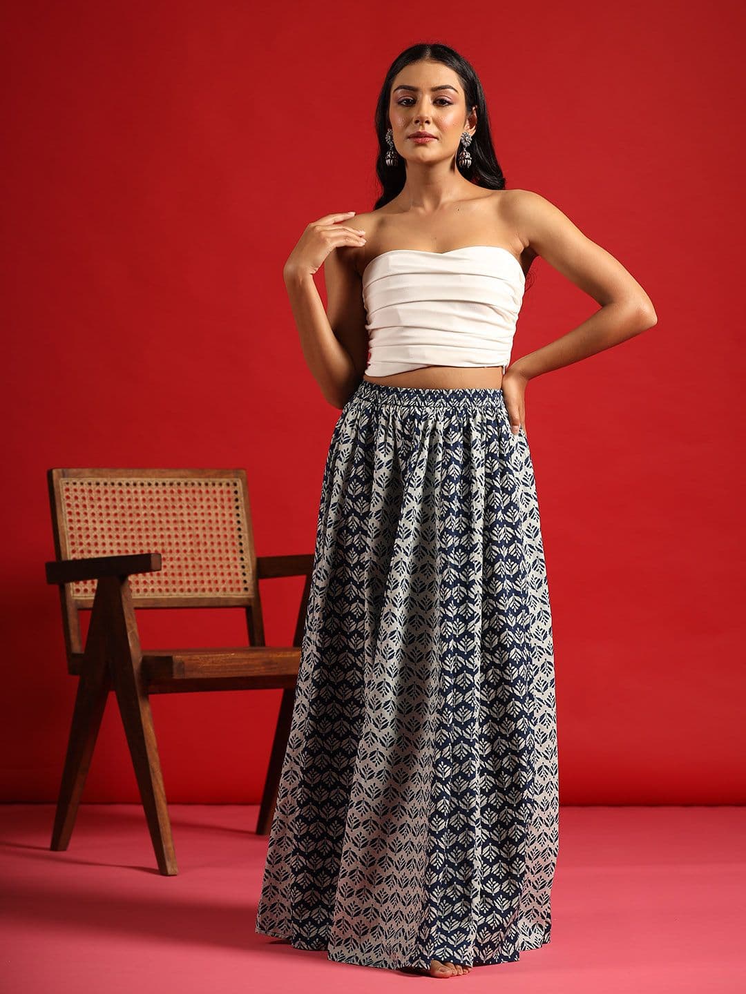 Anayna Women Floral Printed Pleated Flared Maxi Skirt - view 1