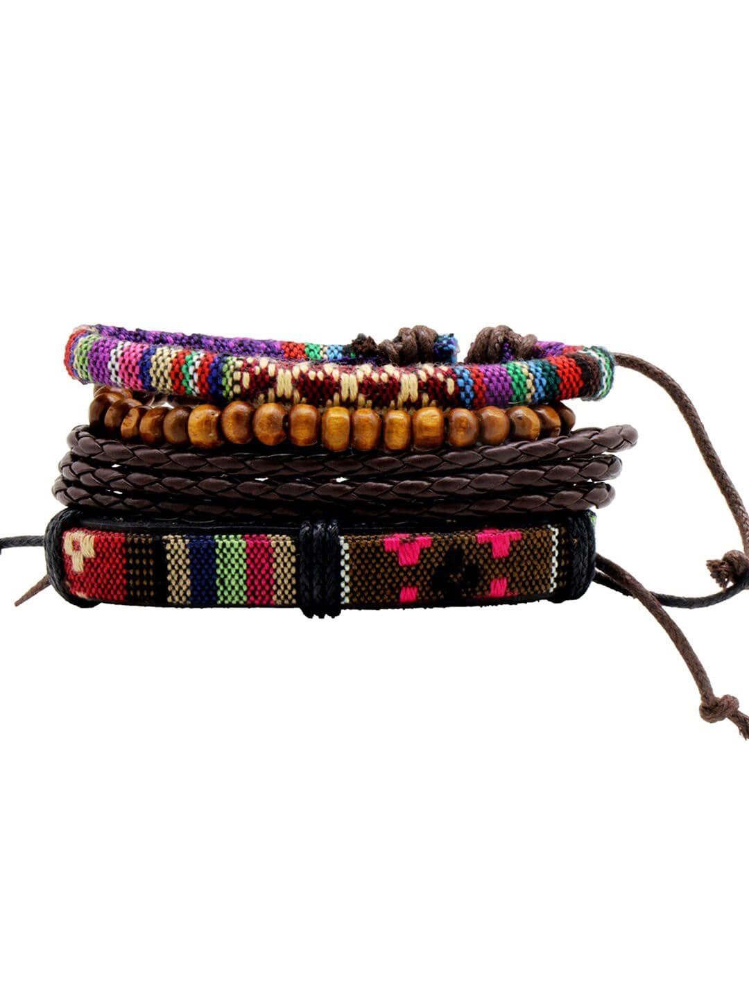 JOKER & WITCH Men Set of 4 Leather Multistrand Bracelets