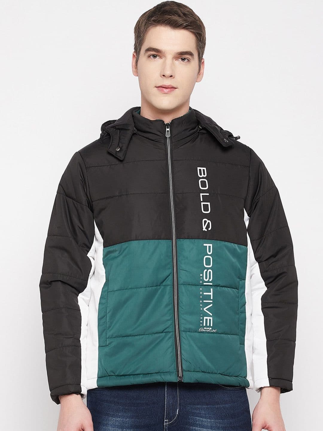 Duke Men Colourblocked Hooded Padded Jacket - view 1