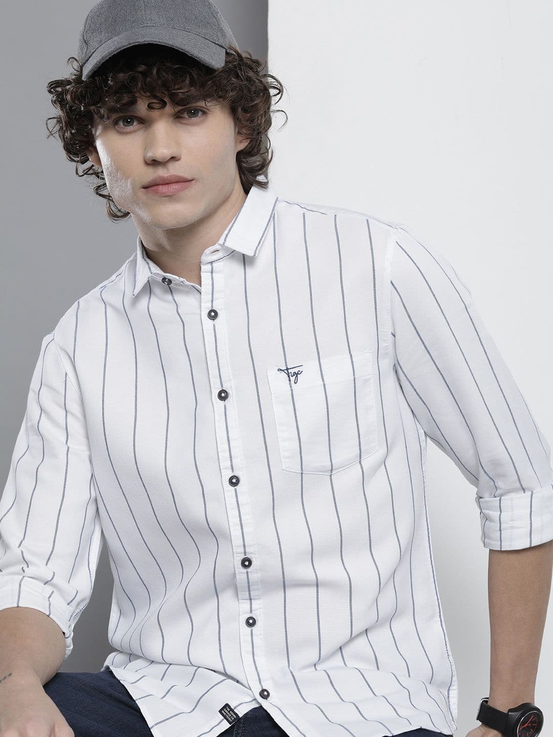 The Indian Garage Co Men Striped Cotton Casual Shirt - view 1