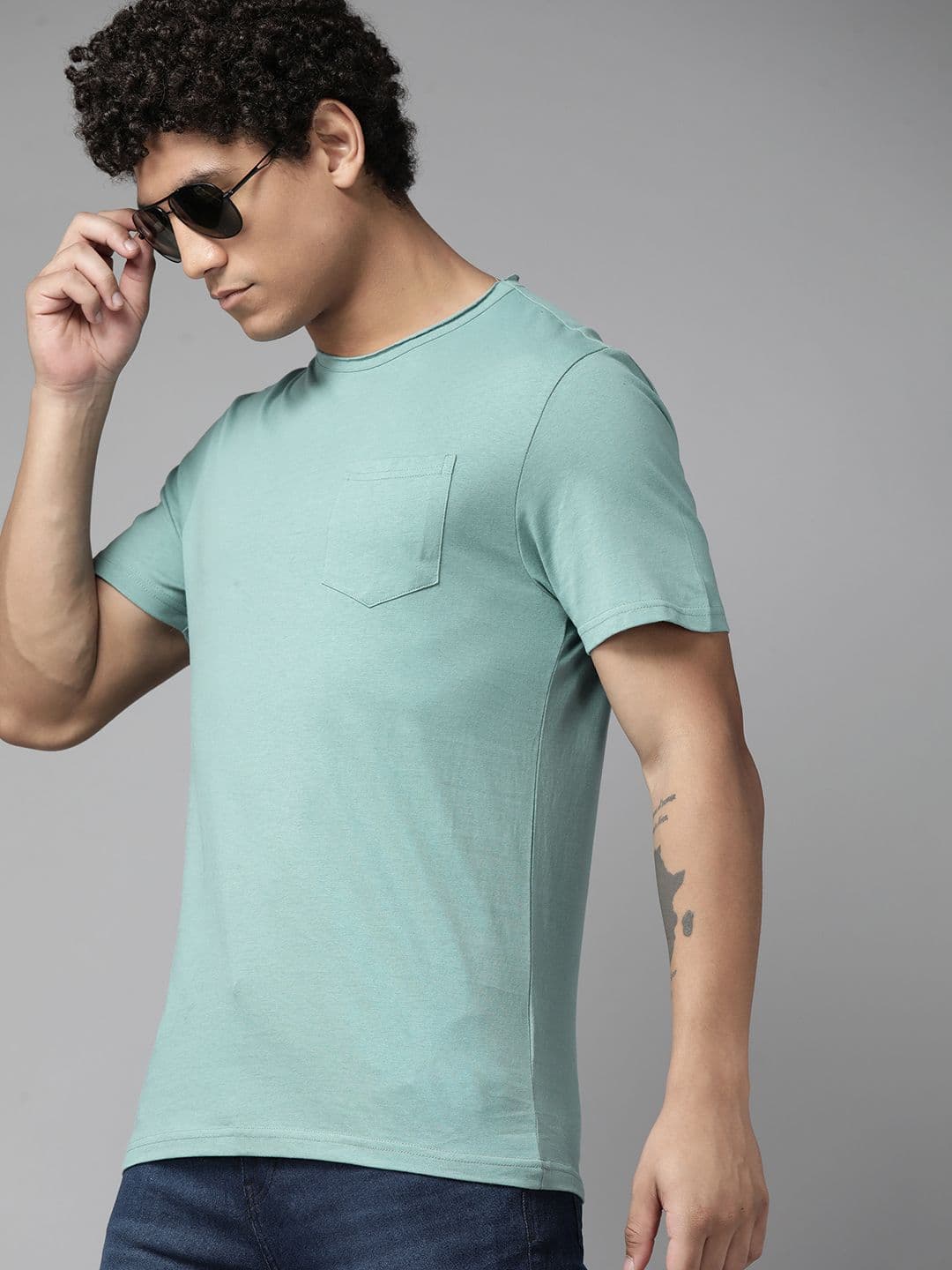 The Roadster Lifestyle Co. Solid Pure Cotton Pocket T-shirt - view 1
