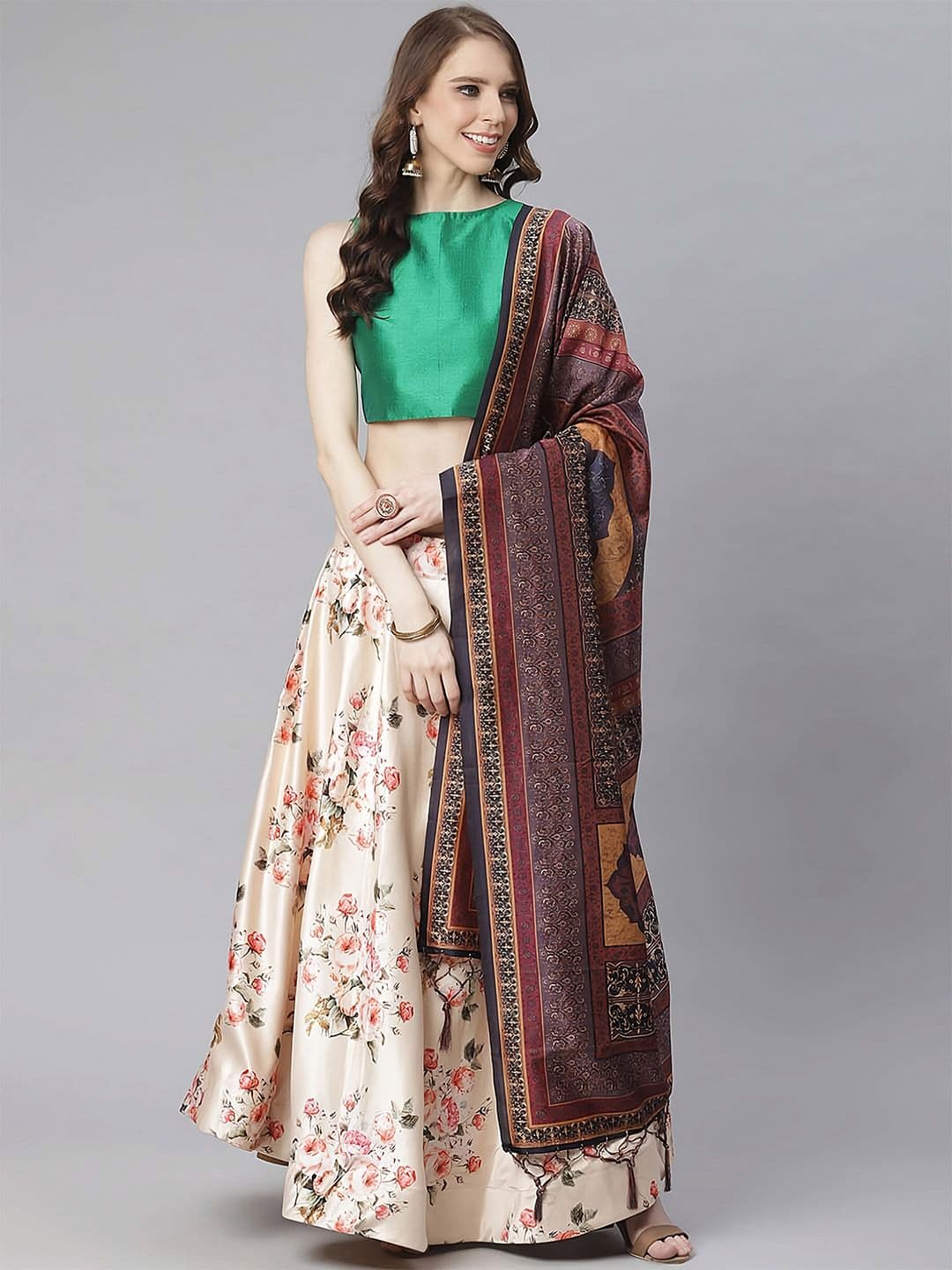 Kaizen TEXO FAB Printed Semi-Stitched Lehenga & Unstitched Blouse With Dupatta - view 1