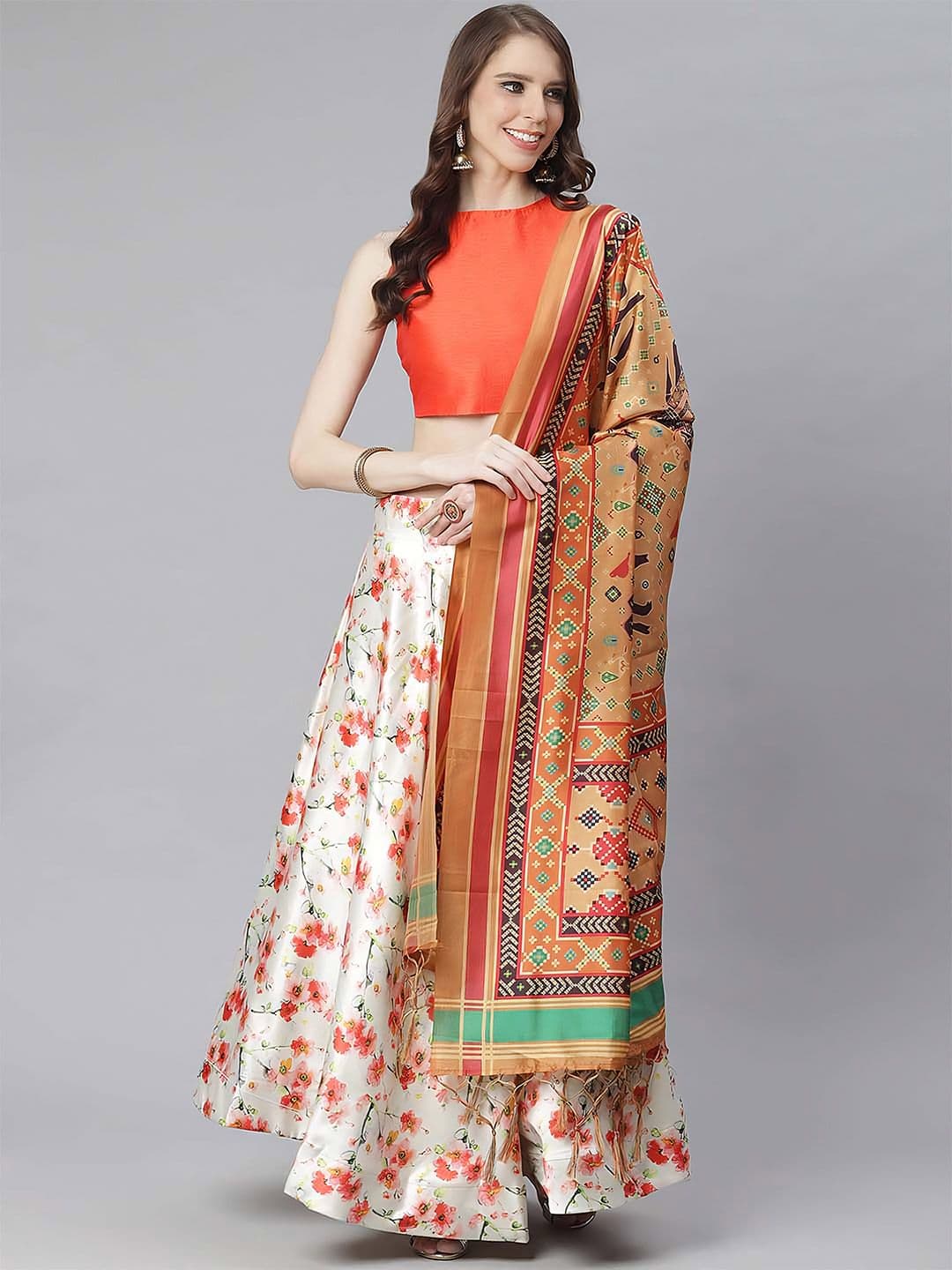 Kaizen TEXO FAB Printed Semi-Stitched Lehenga & Unstitched Blouse With Dupatta - view 1