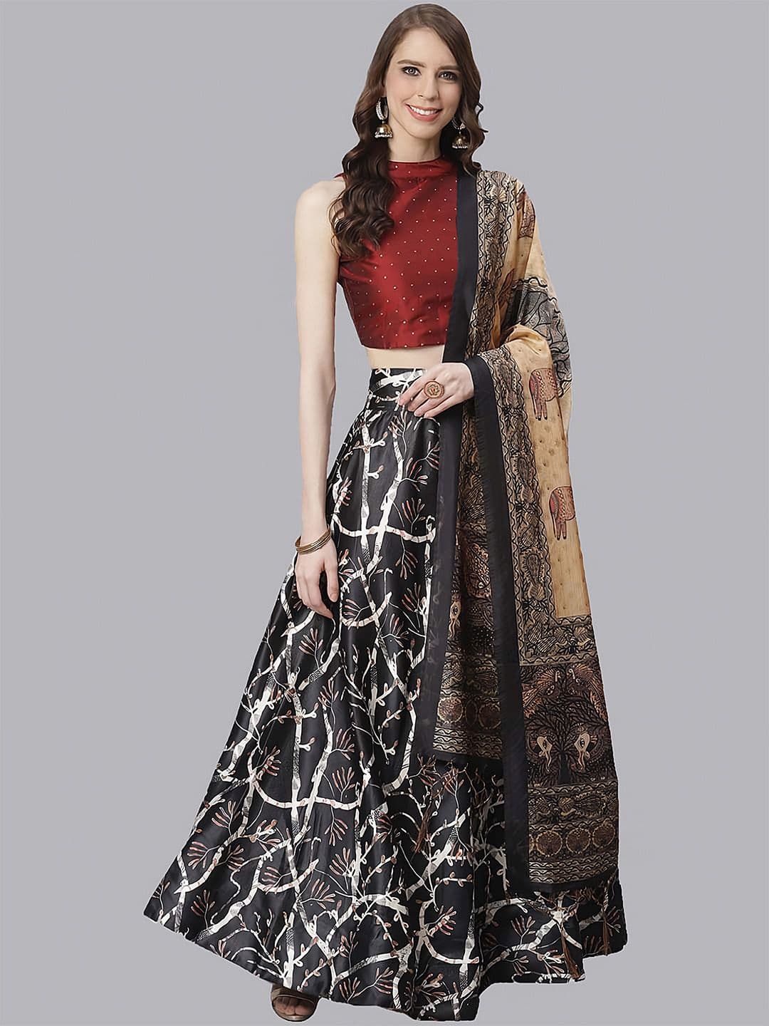 Kaizen TEXO FAB Printed Semi-Stitched Lehenga & Unstitched Blouse With Dupatta - view 1