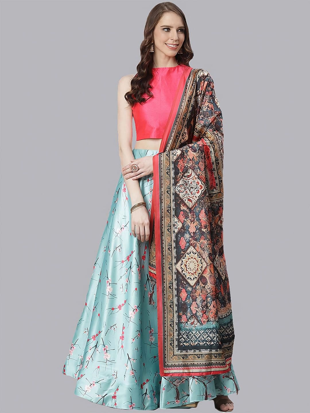 Kaizen TEXO FAB Printed Semi-Stitched Lehenga & Blouse With Dupatta - view 1