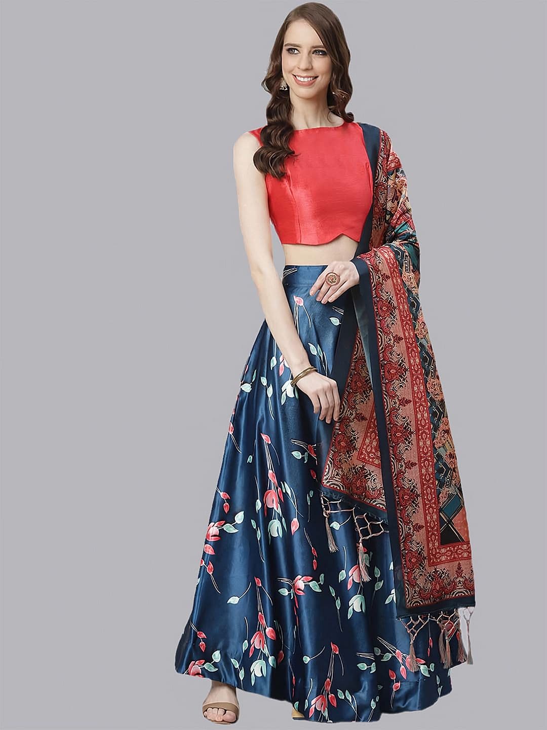 Kaizen TEXO FAB Semi-Stitched Lehenga & Unstitched Blouse With Dupatta - view 1