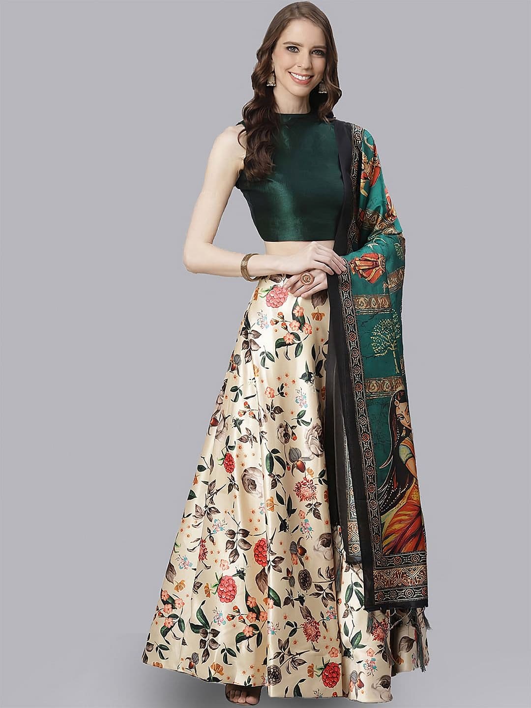 Kaizen TEXO FAB Printed Semi-Stitched Lehenga & Unstitched Blouse With Dupatta - view 1