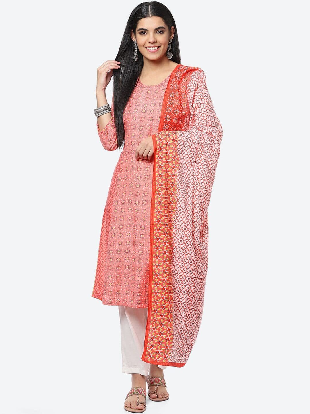 Biba Women Floral Printed Kurta with Palazzos & With Dupatta - view 1
