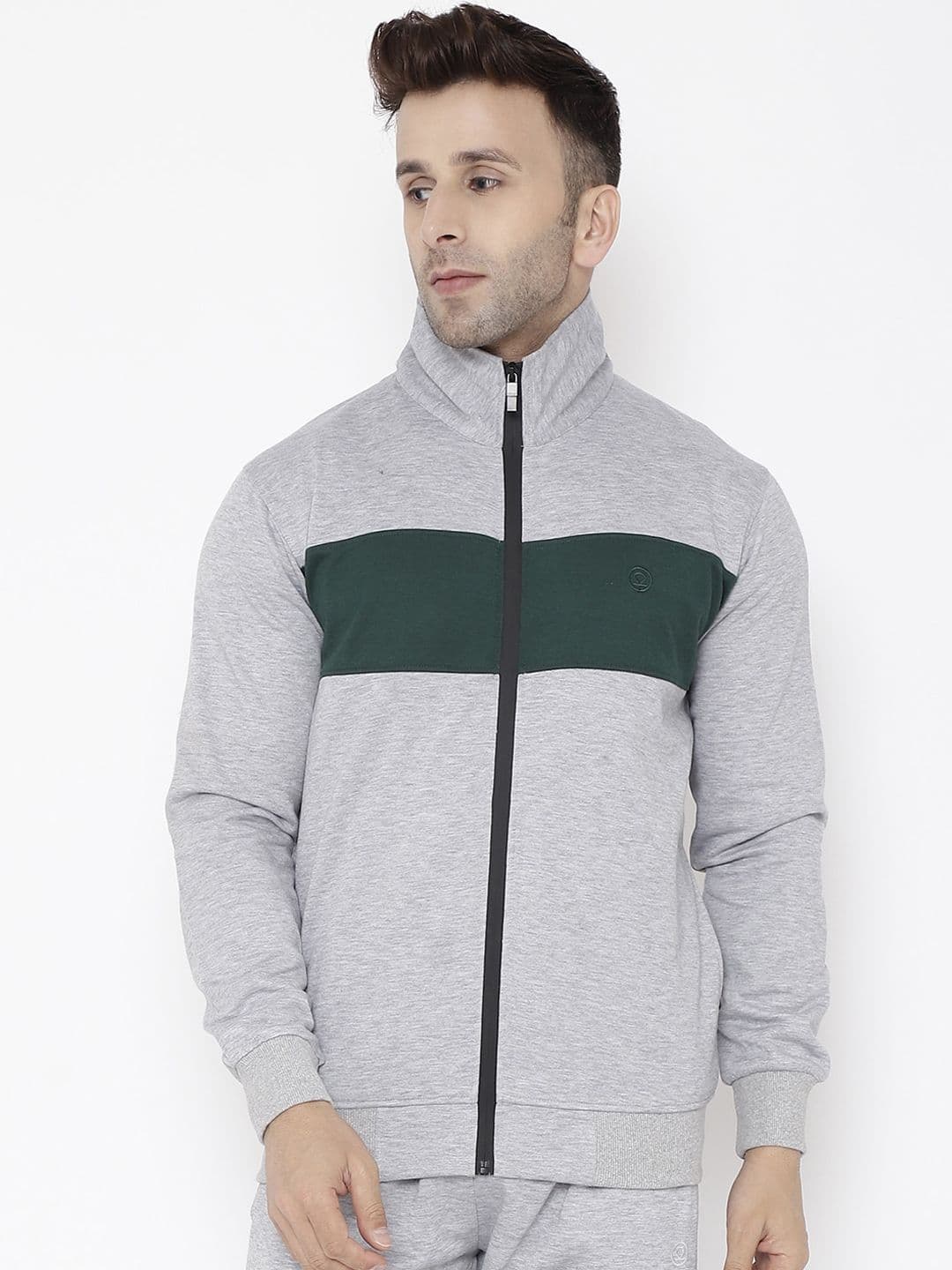 CHKOKKO Men Colourblocked Fleece Sporty Jacket - view 1
