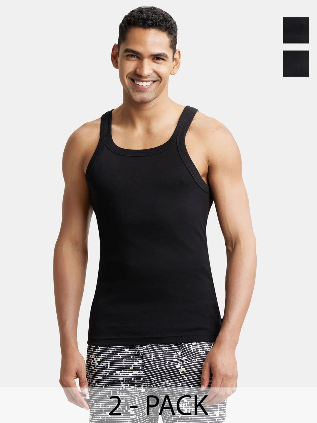 Jockey Pack Of 2 Super Combed Cotton Rib Square Neck Gym Vest-US26 - view 1