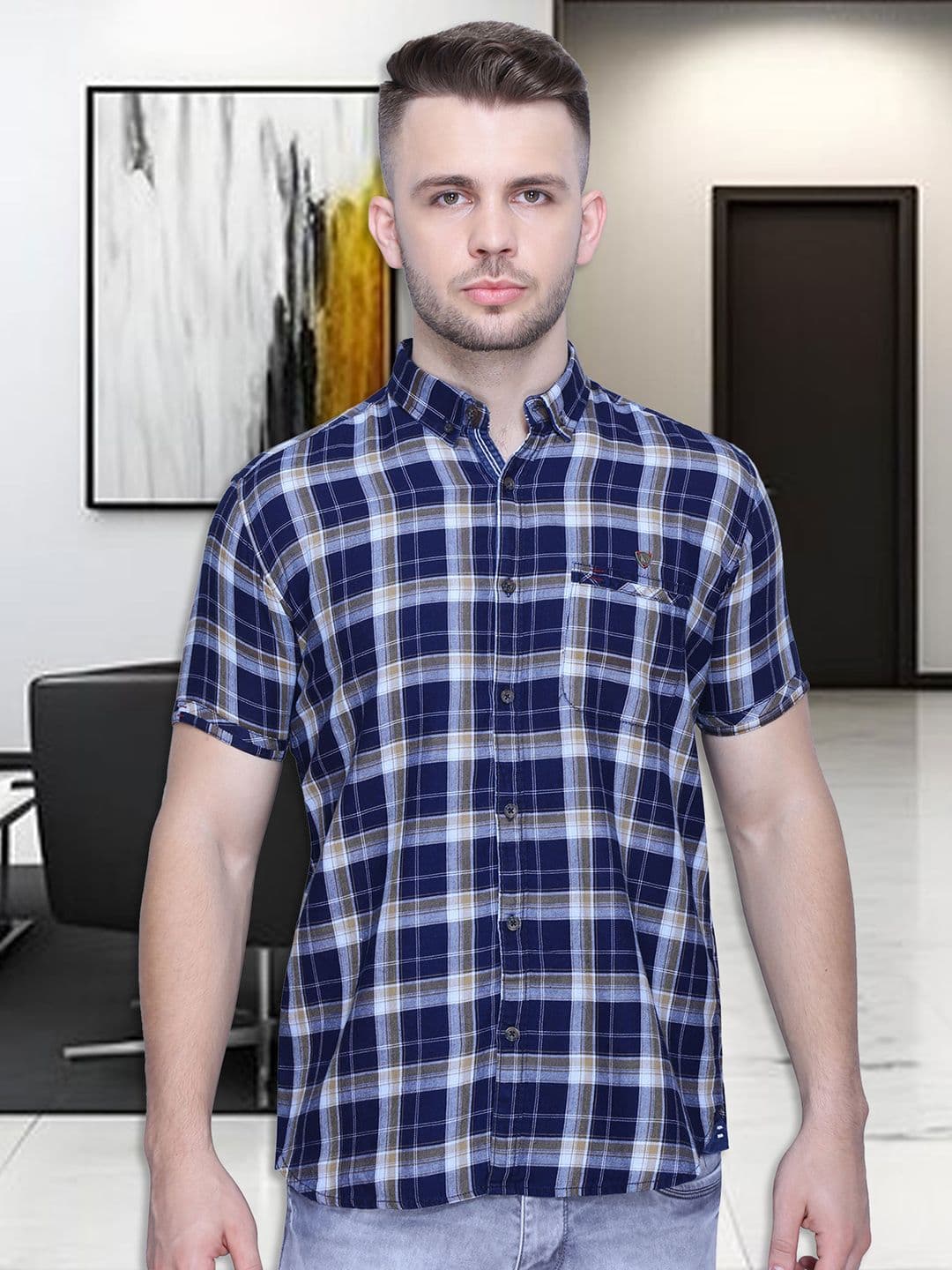 Kuons Avenue Men Cotton Smart Tartan Checks Casual Shirt - view 1