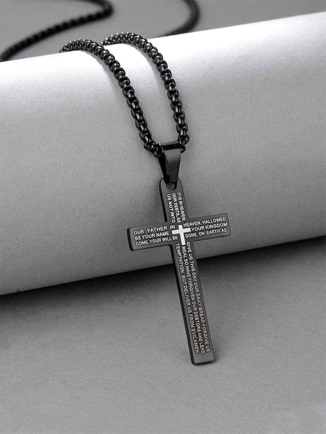Yellow Chimes Men Silver-Plated Cross Charmed Pendant Chain - view 1