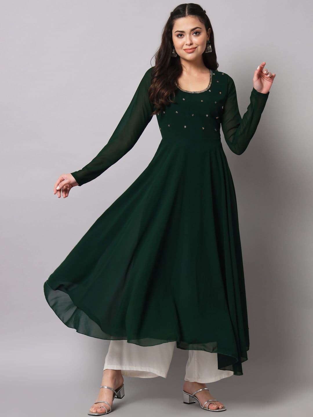 Poshak Hub Women Indie Prints Georgette Anarkali Kurta - view 1