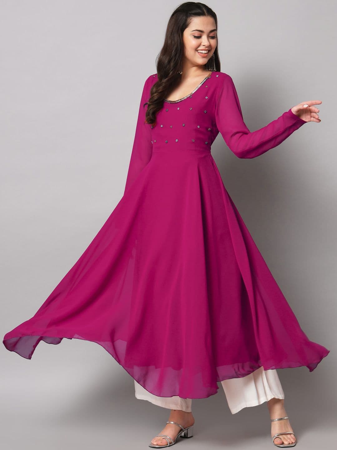Poshak Hub Women Indie Prints Georgette Anarkali Kurta - view 1