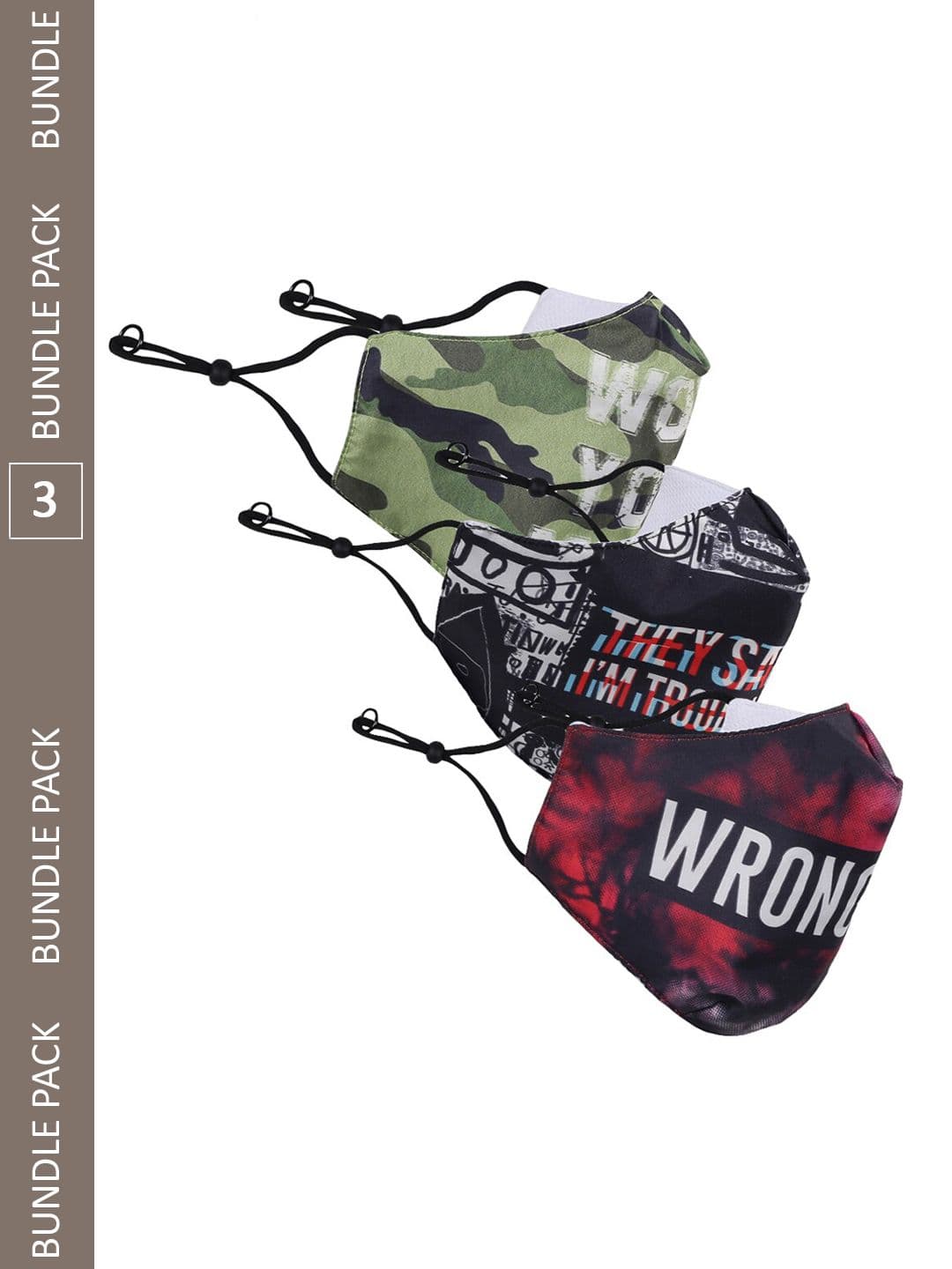 KULTPRIT Pack Of 3 Printed Pure Cotton Cloth Masks - view 1