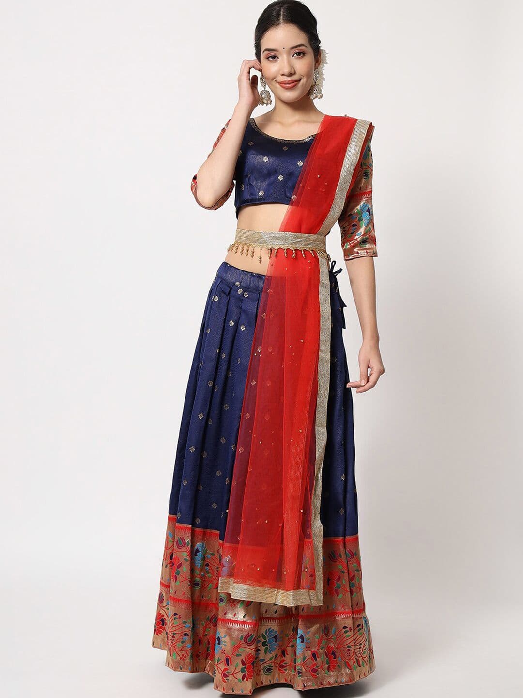 Fabcartz Semi-Stitched Lehenga & Unstitched Blouse With Dupatta - view 1