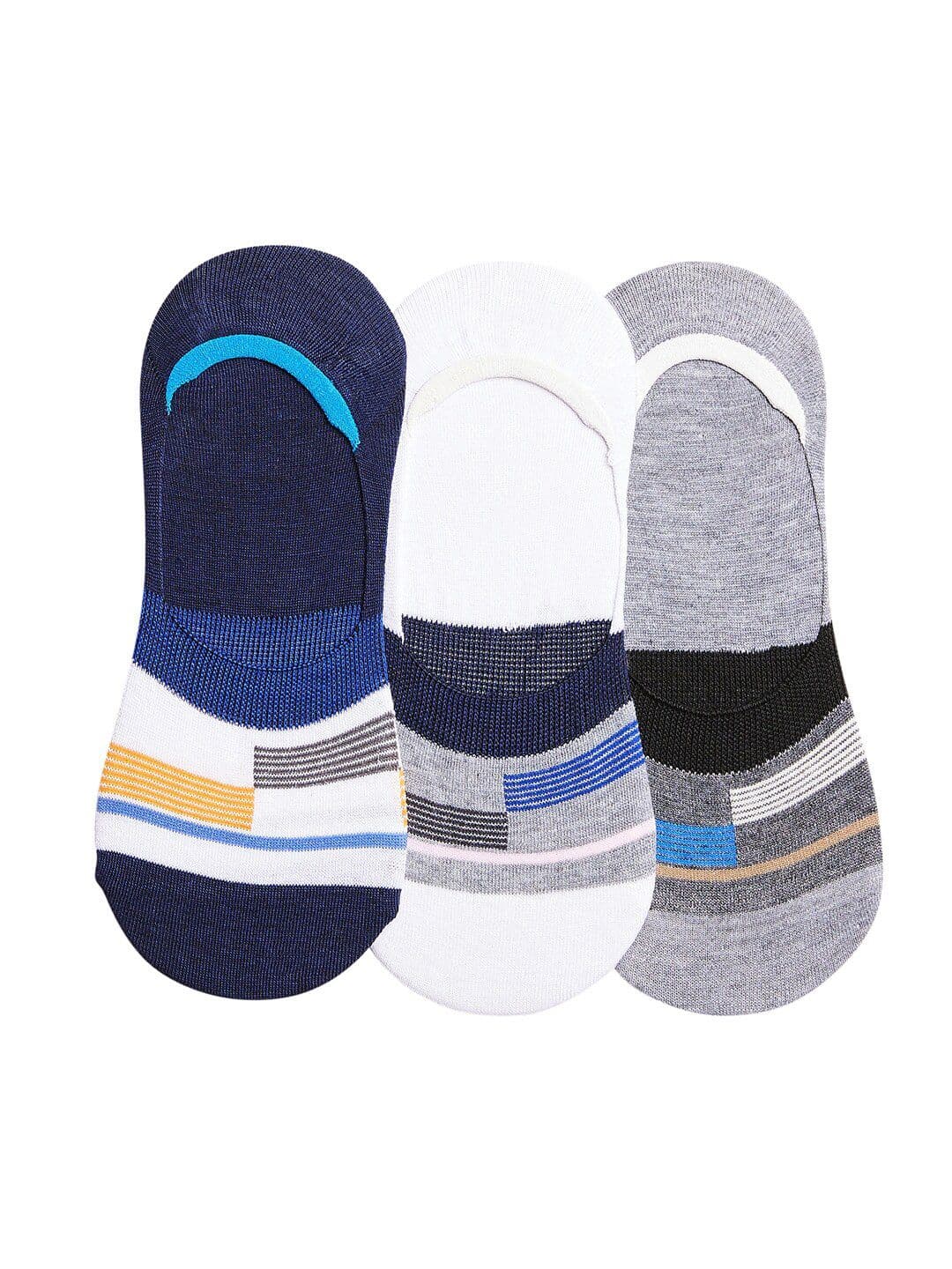 SECRETS BY ZEROKAATA Checked Pack Of 3 Cotton Shoe Liners Socks - view 1